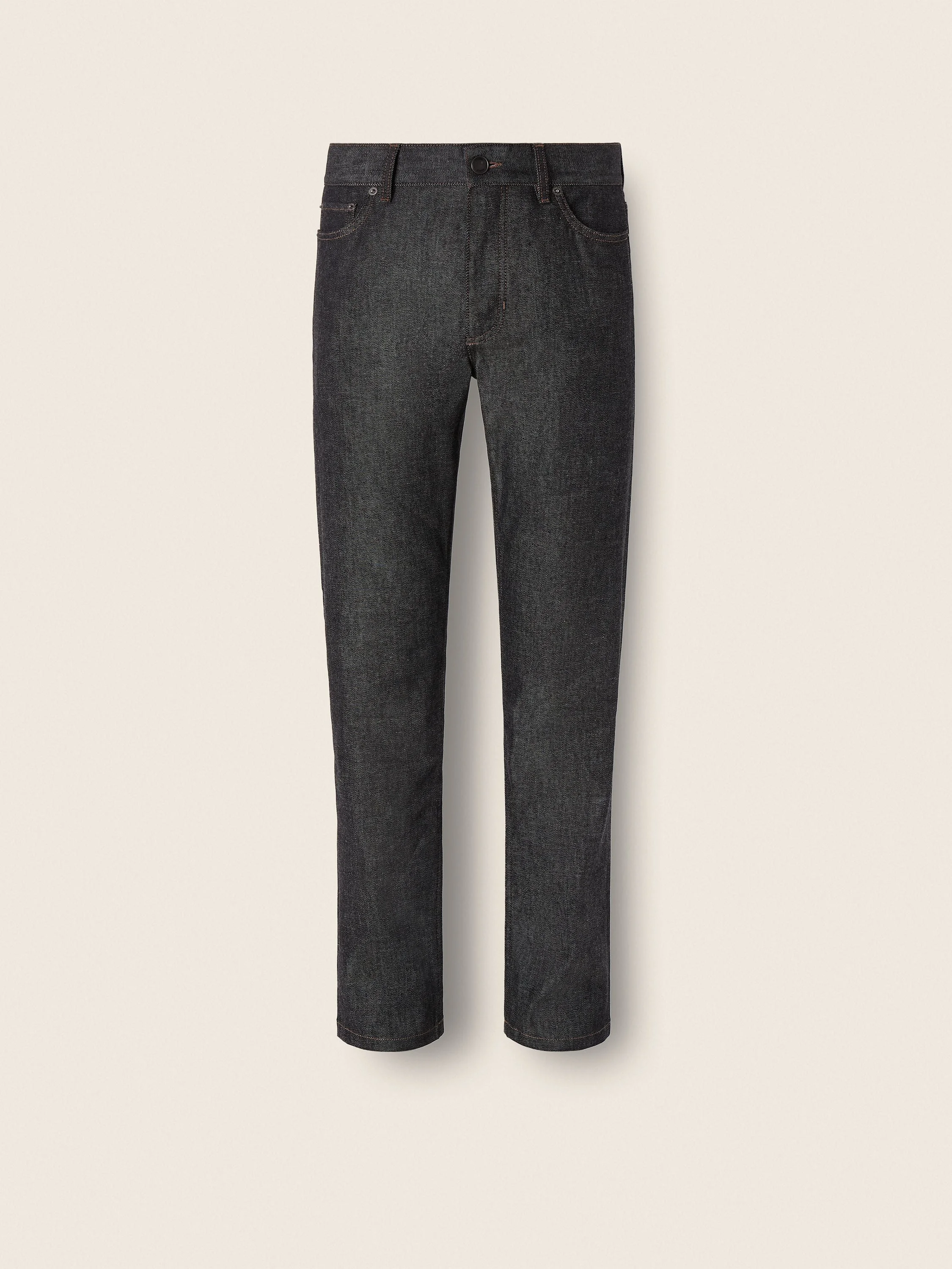 BLACK STRETCH COTTON AND CASHMERE ROCCIA JEANS - 1