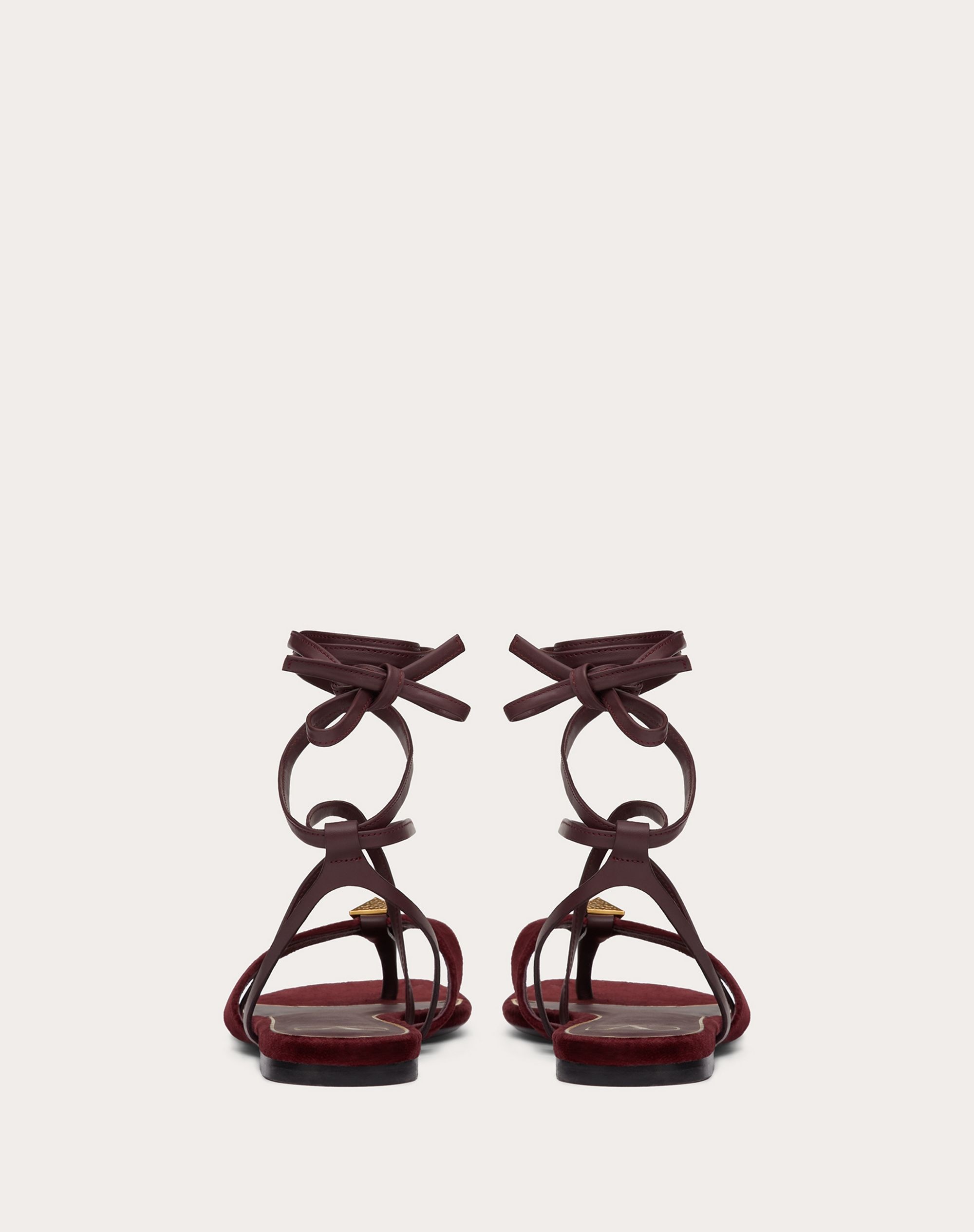Roman Stud Flat Flip Flop Sandal in velvet - 3