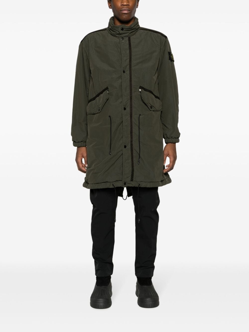 David compass-badge long raincoat - 2