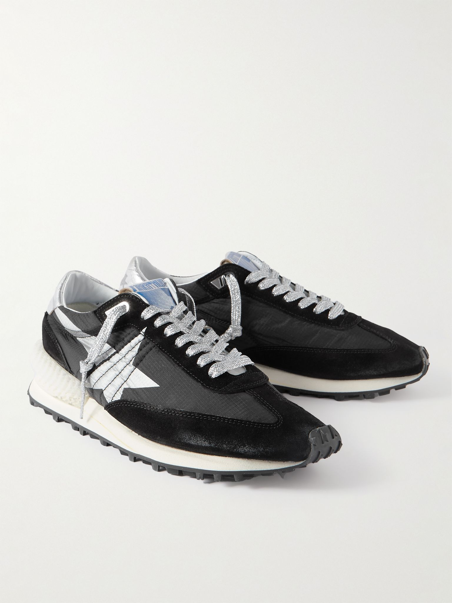Marathon Leather and Suede-Trimmed Nylon Sneakers Black - 4