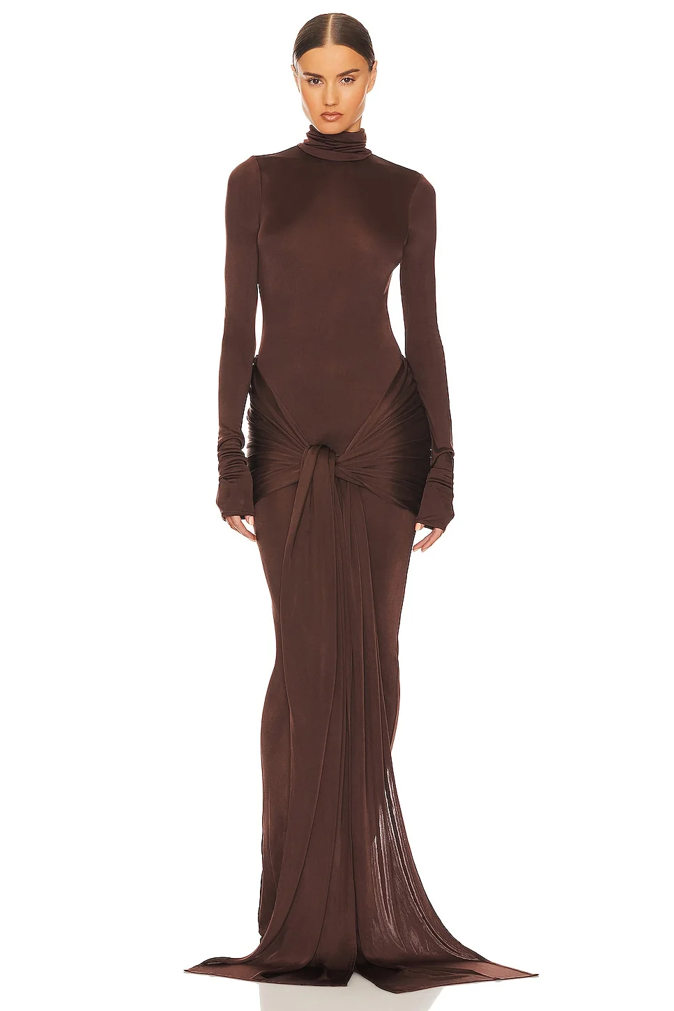 Slinky Jersey Sarong Maxi Dress - 1