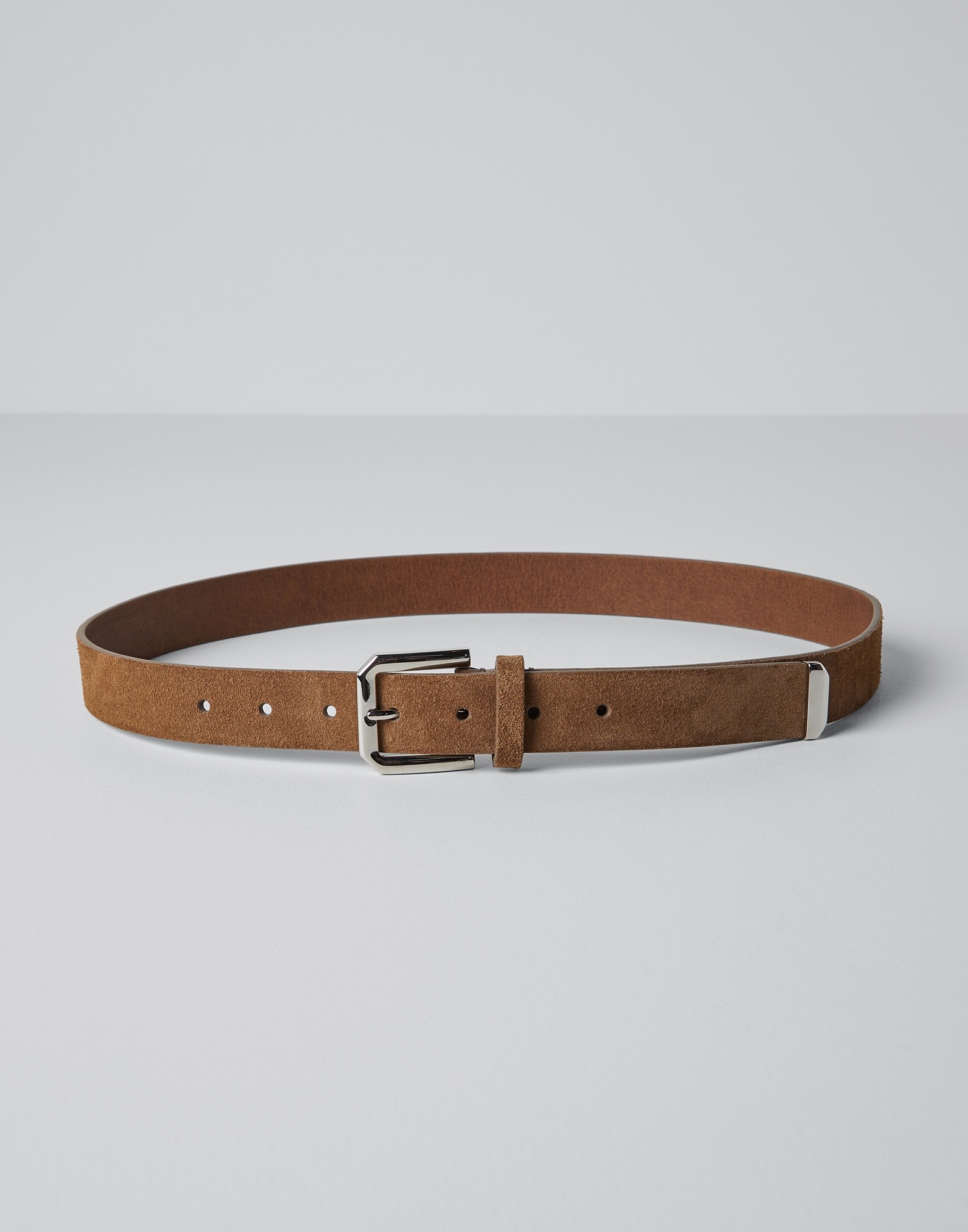 Reversed leather belt with square buckle and tip - 1