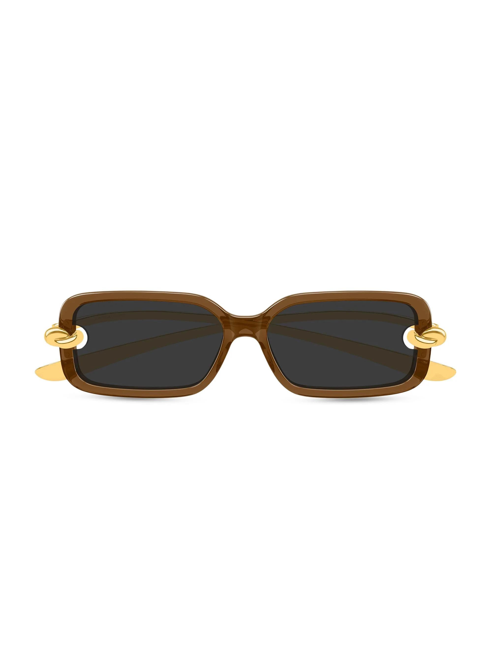 Women's Knot 56MM Rectangular Sunglasses - Gold Brown Black - 1