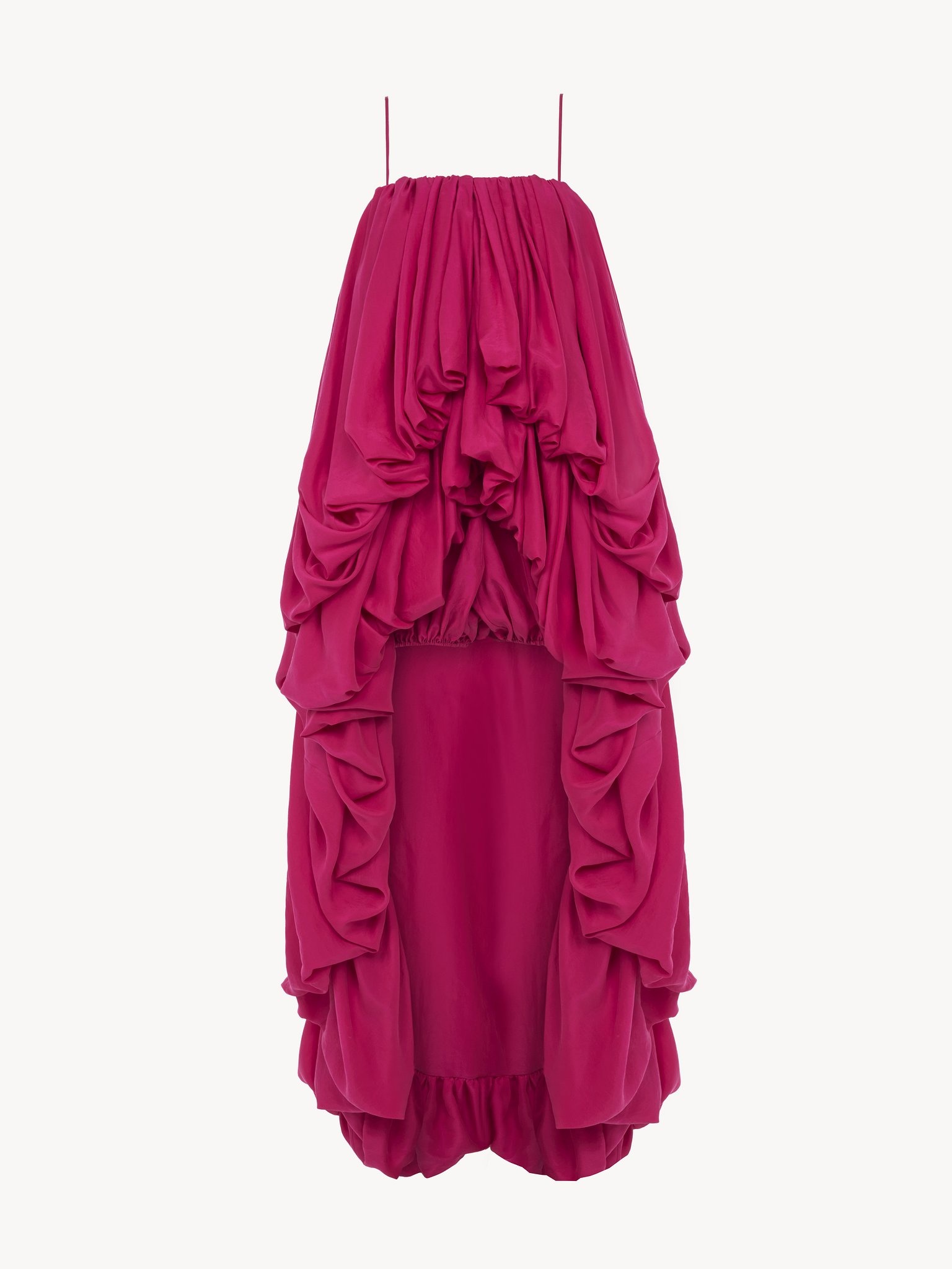 HIGH-LOW SLEEVELESS JUMPSUIT IN WASHED SILK PONGÉ - 2