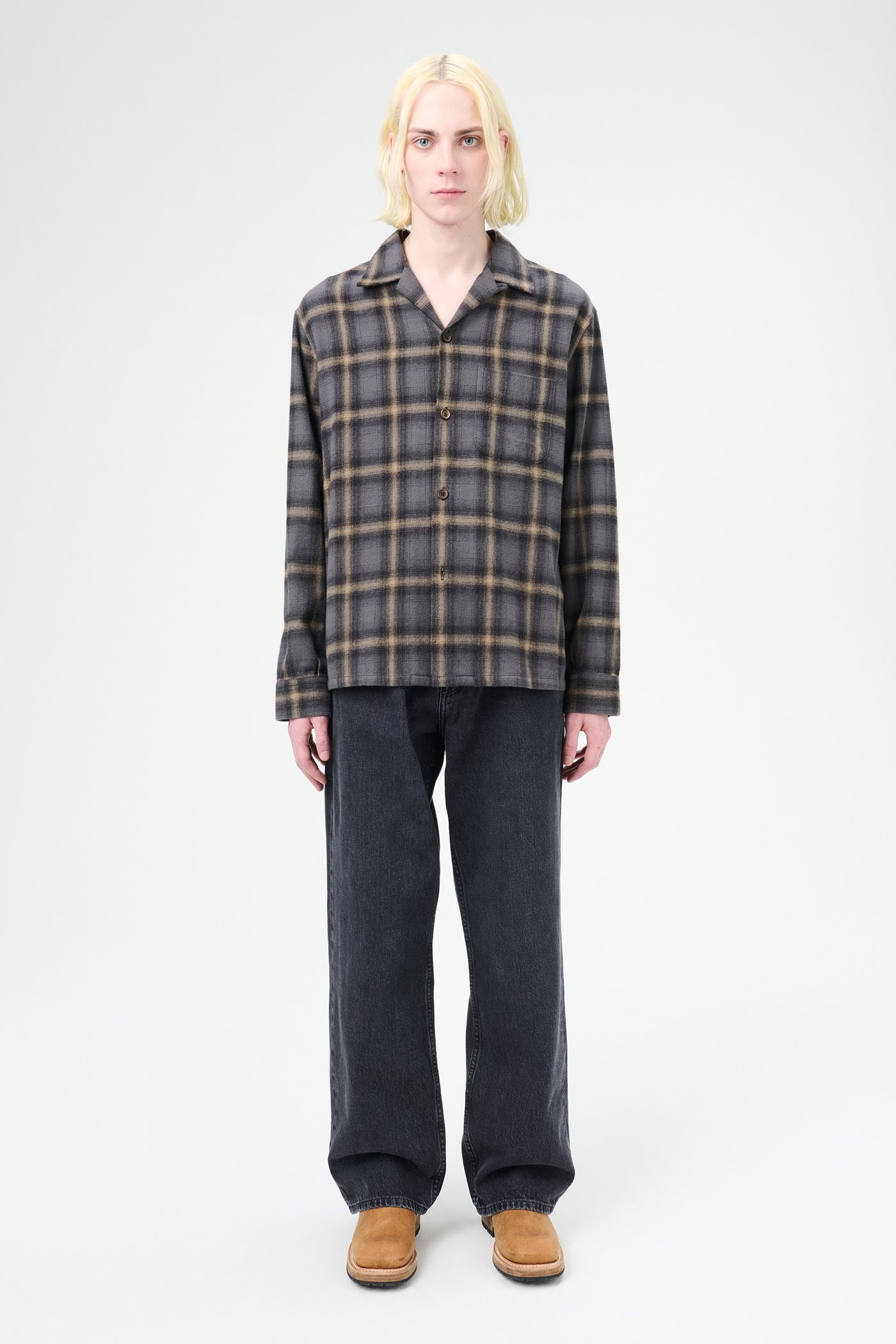 Heusen Shirt Oyster Check Hairy Flannel - 2