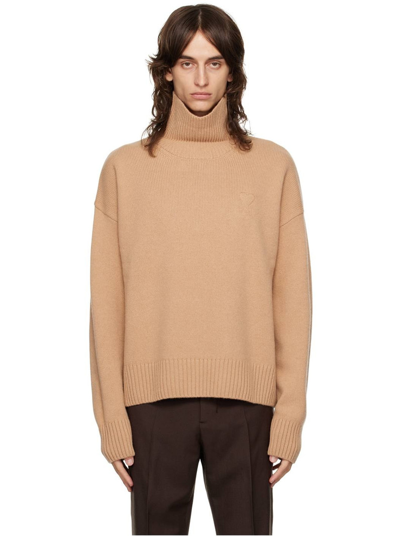 Beige Embossed Ami De Cœur Turtleneck - 1