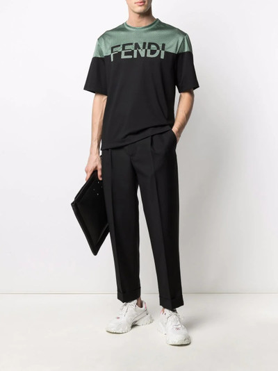 FENDI two-tone logo-appliqué T-shirt outlook