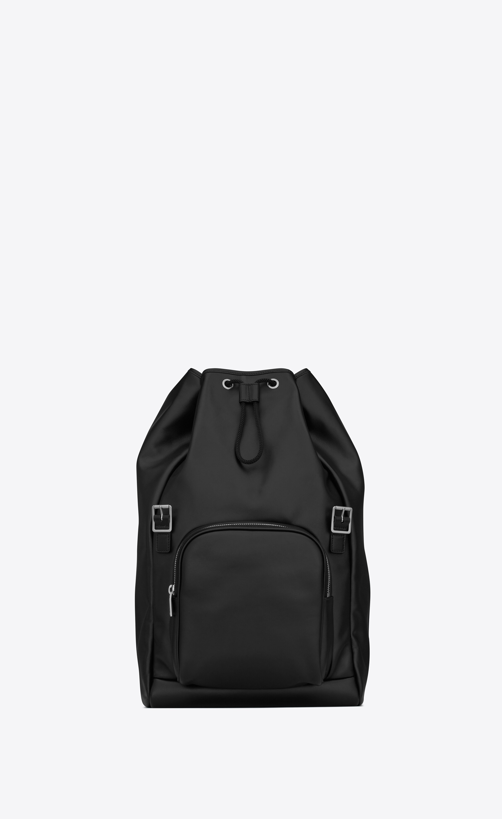 city flap backpack in matte leather and nylon - 4