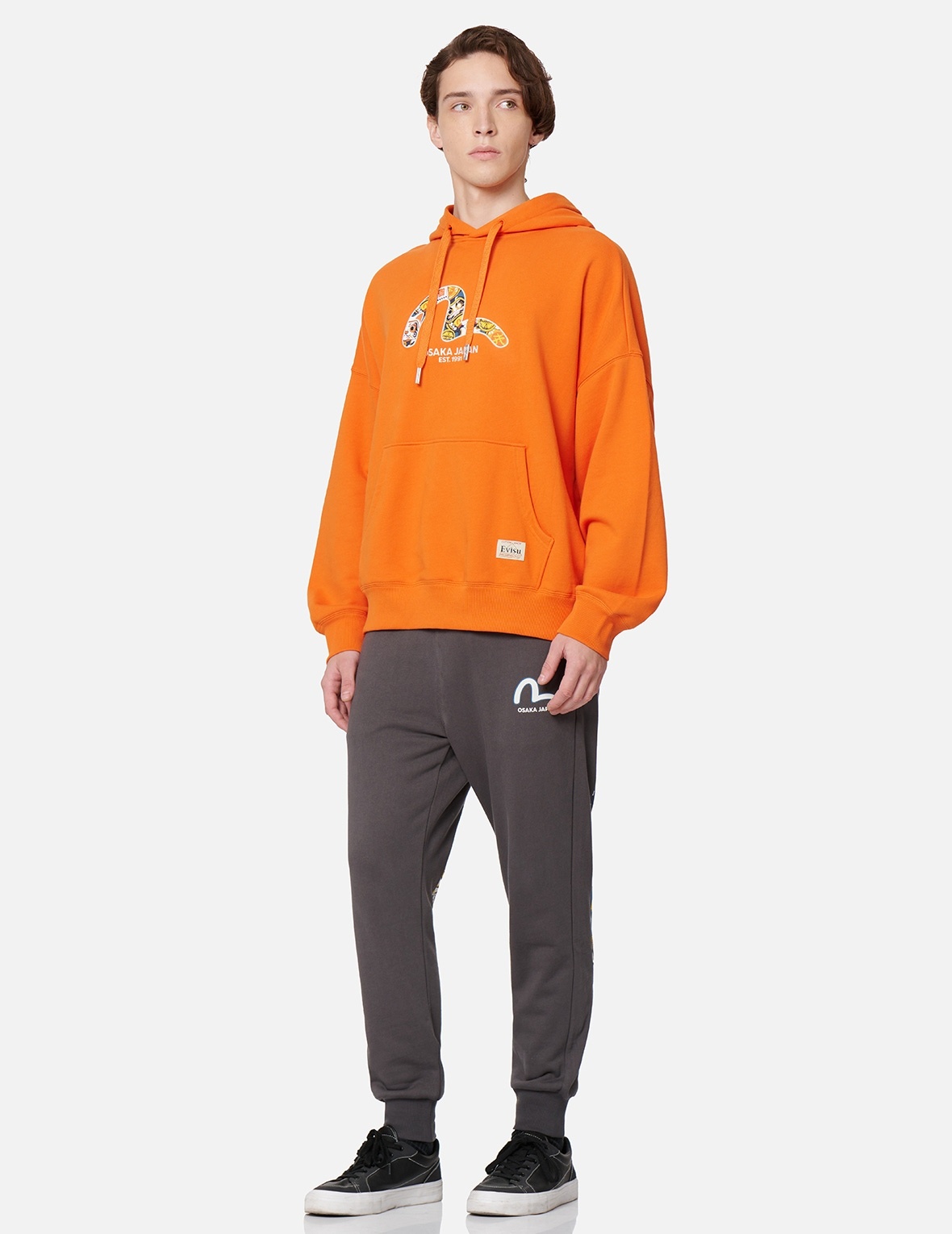 EVISU SQUAD DAICOCK PRINT WITH FORTUNE CAT EMBROIDERY SWEATPANTS - 4