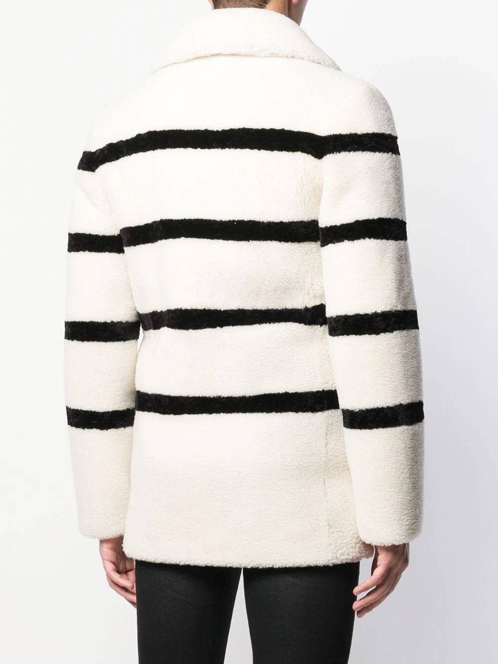 striped shearling coat - 4