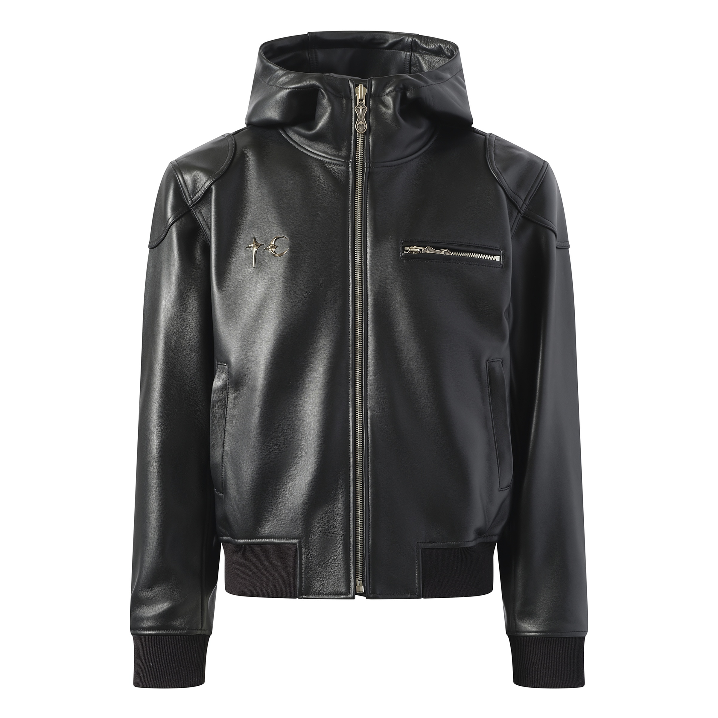 Slim Rock Leather Jacket in Black - 2