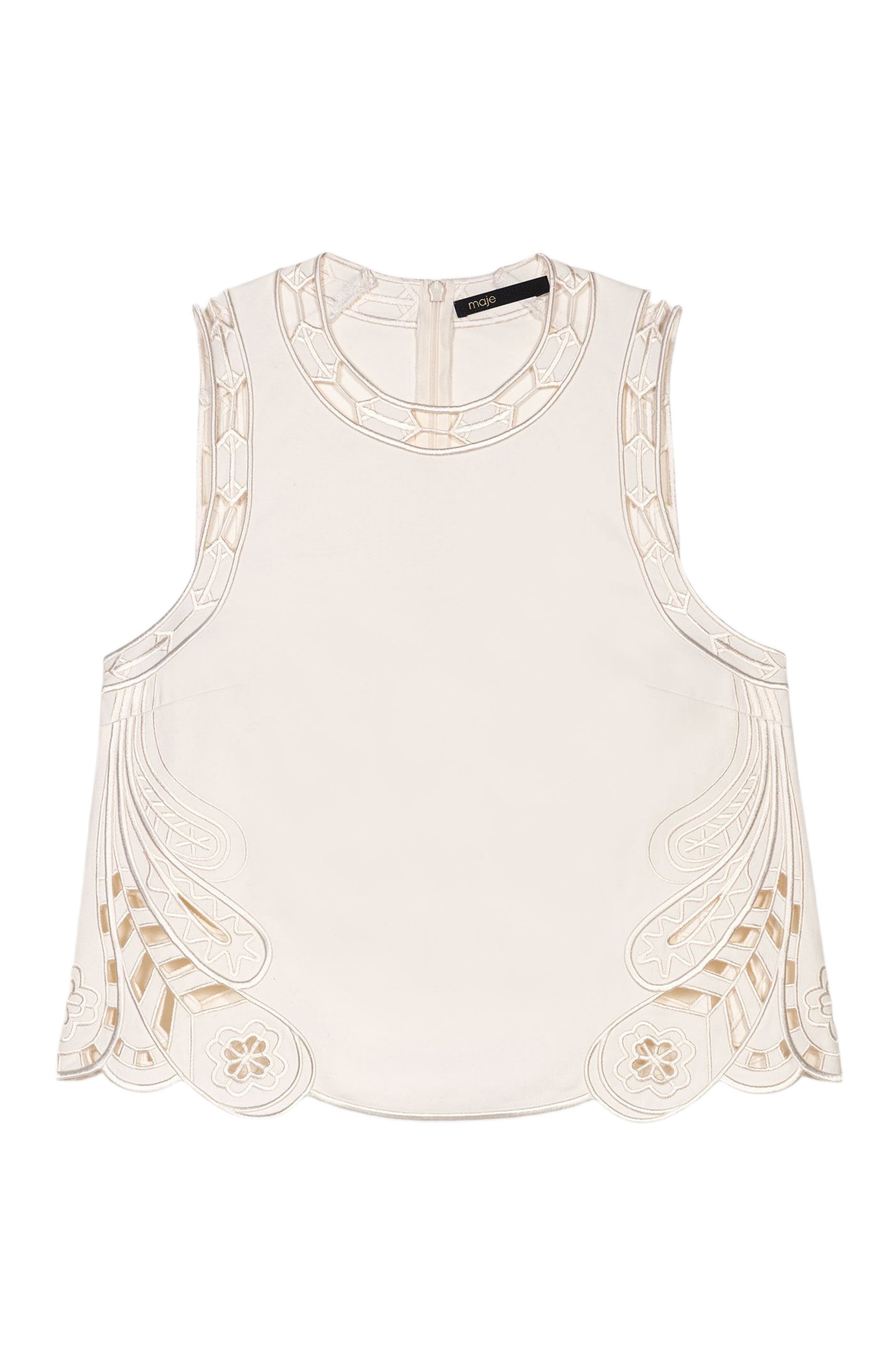maje Embroidered vest top in Ecru at Nordstrom - 7