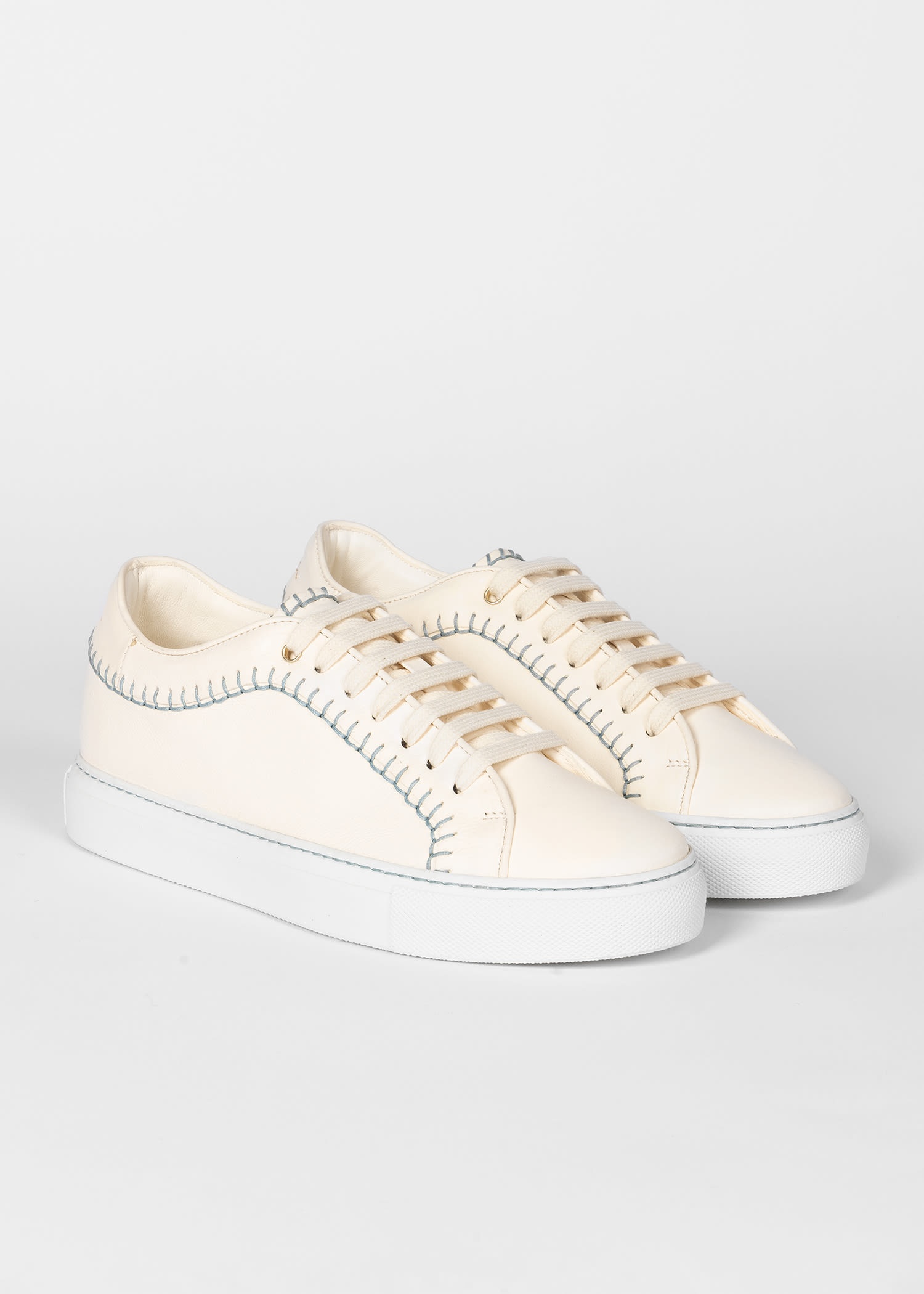 Ecru Contrasting Stitch 'Basso' Trainers - 3