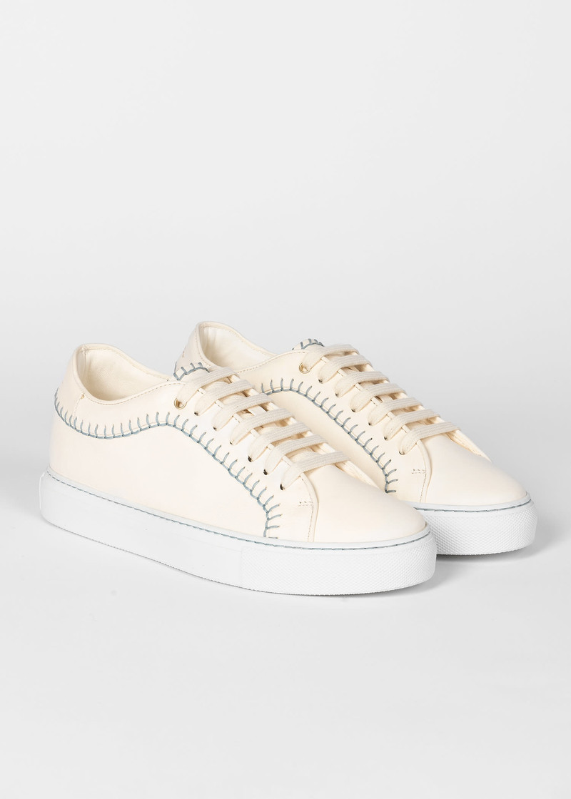 Ecru Contrasting Stitch 'Basso' Trainers 3