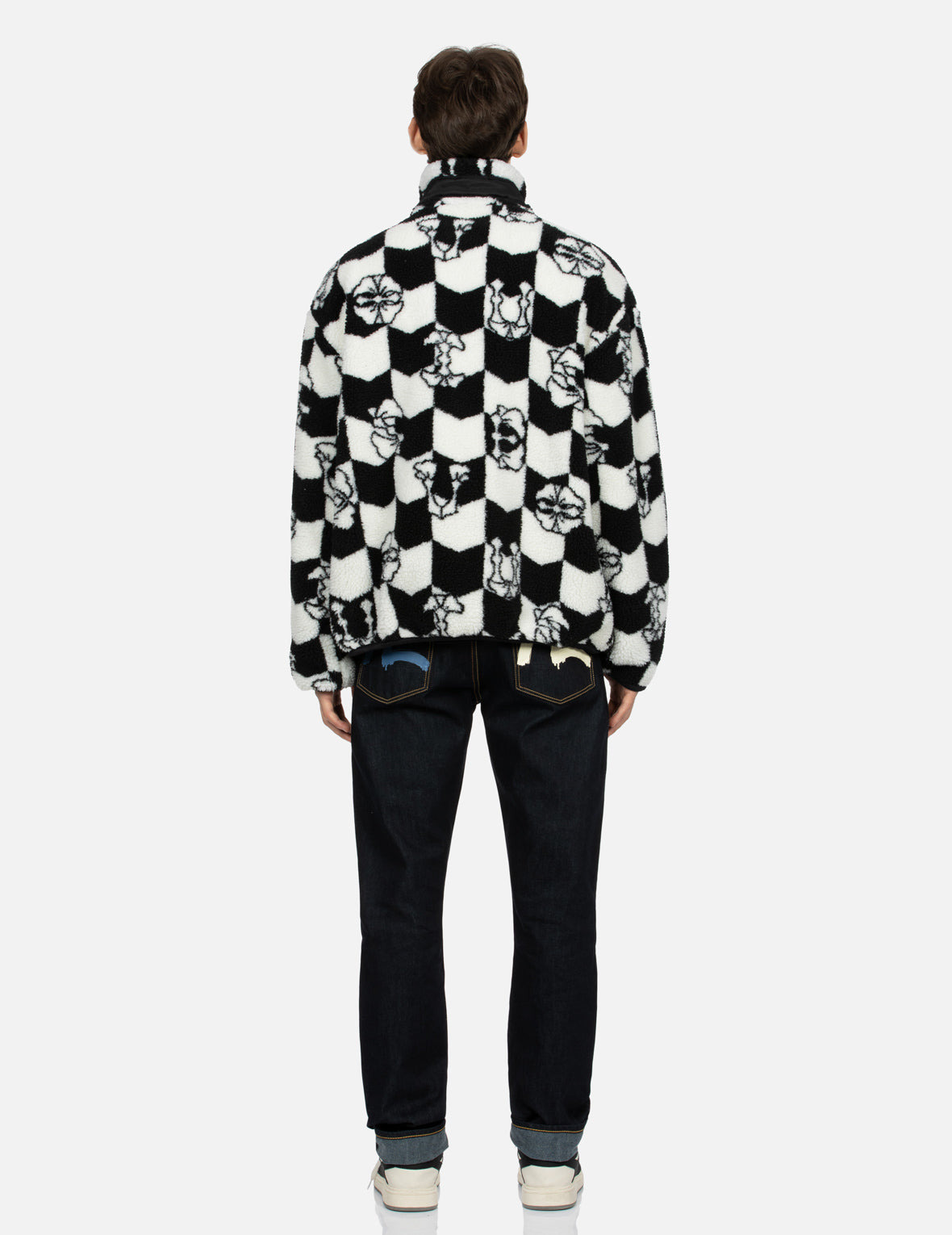 MONOGRAM JACQUARD RELAX FIT ZIPPED SHERPA JACKET - 6
