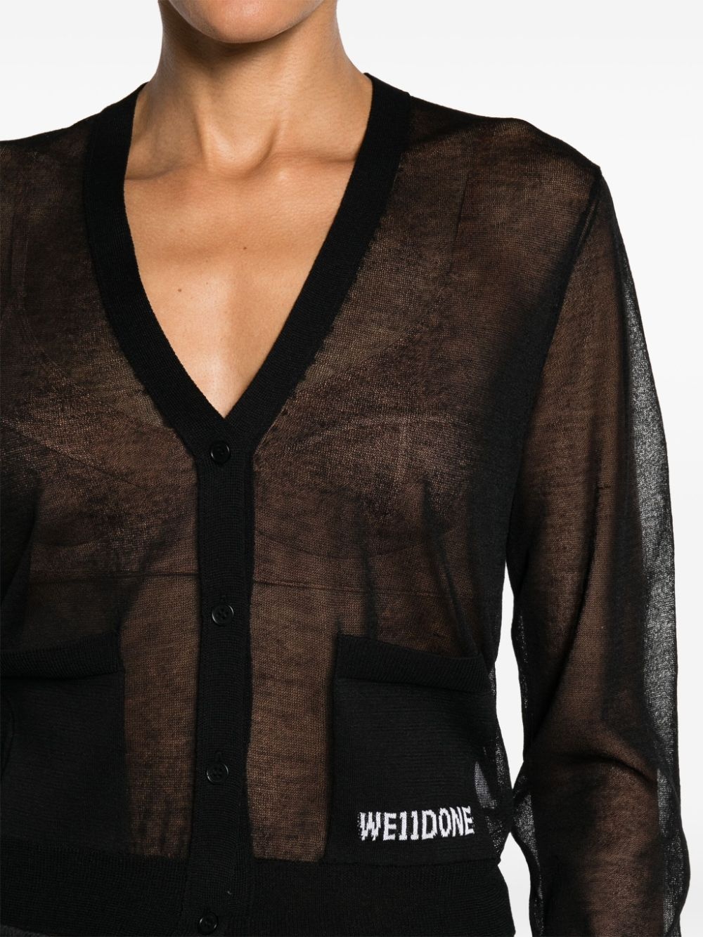 sheer knitted cardigan - 5