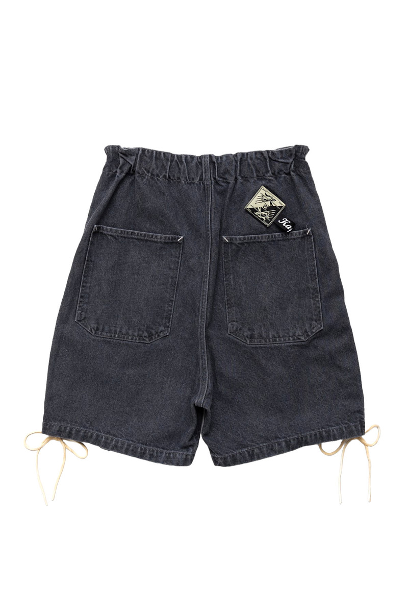 Kapital 14oz Black Denim EASY RANCH GO Shorts - Faded Black outlook