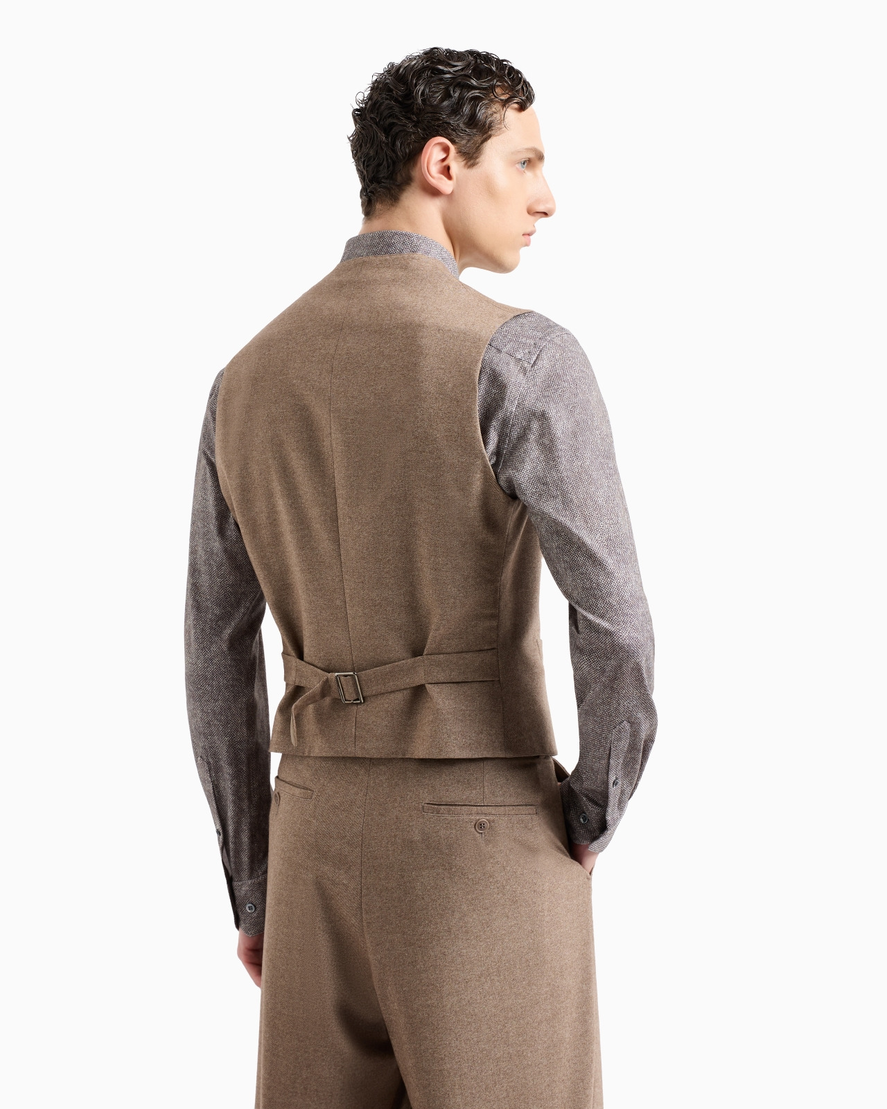 Double breasted waistcoat in denim-effect virgin wool and cashmere - 3