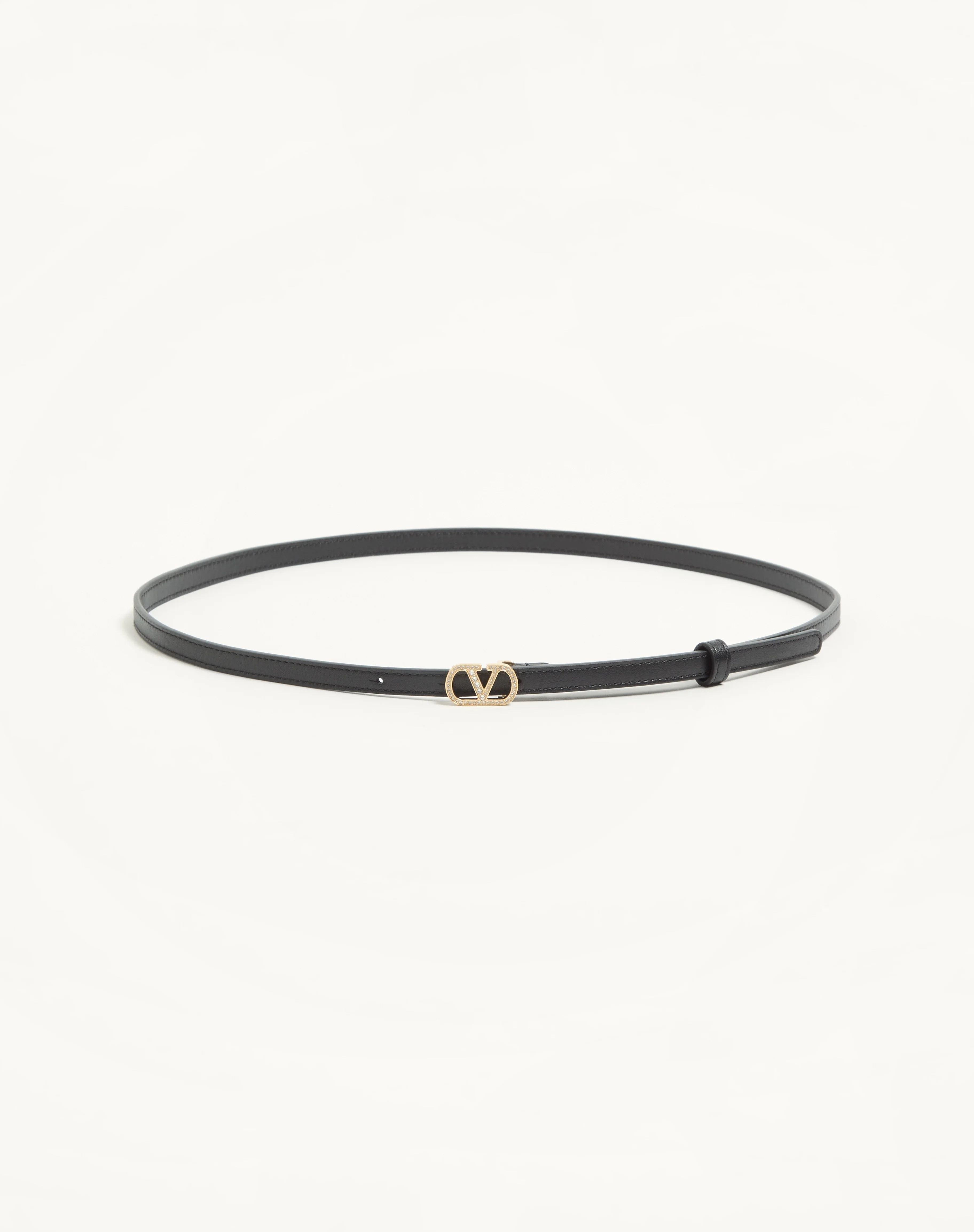 VLOGO SIGNATURE BELT IN SHINY CALFSKIN WITH CRYSTALS 10 MM - 1