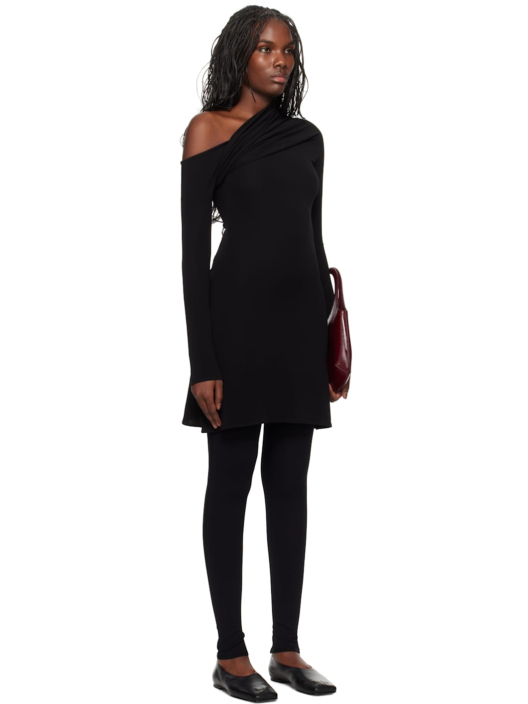 Black Twist Crepe Minidress - 2