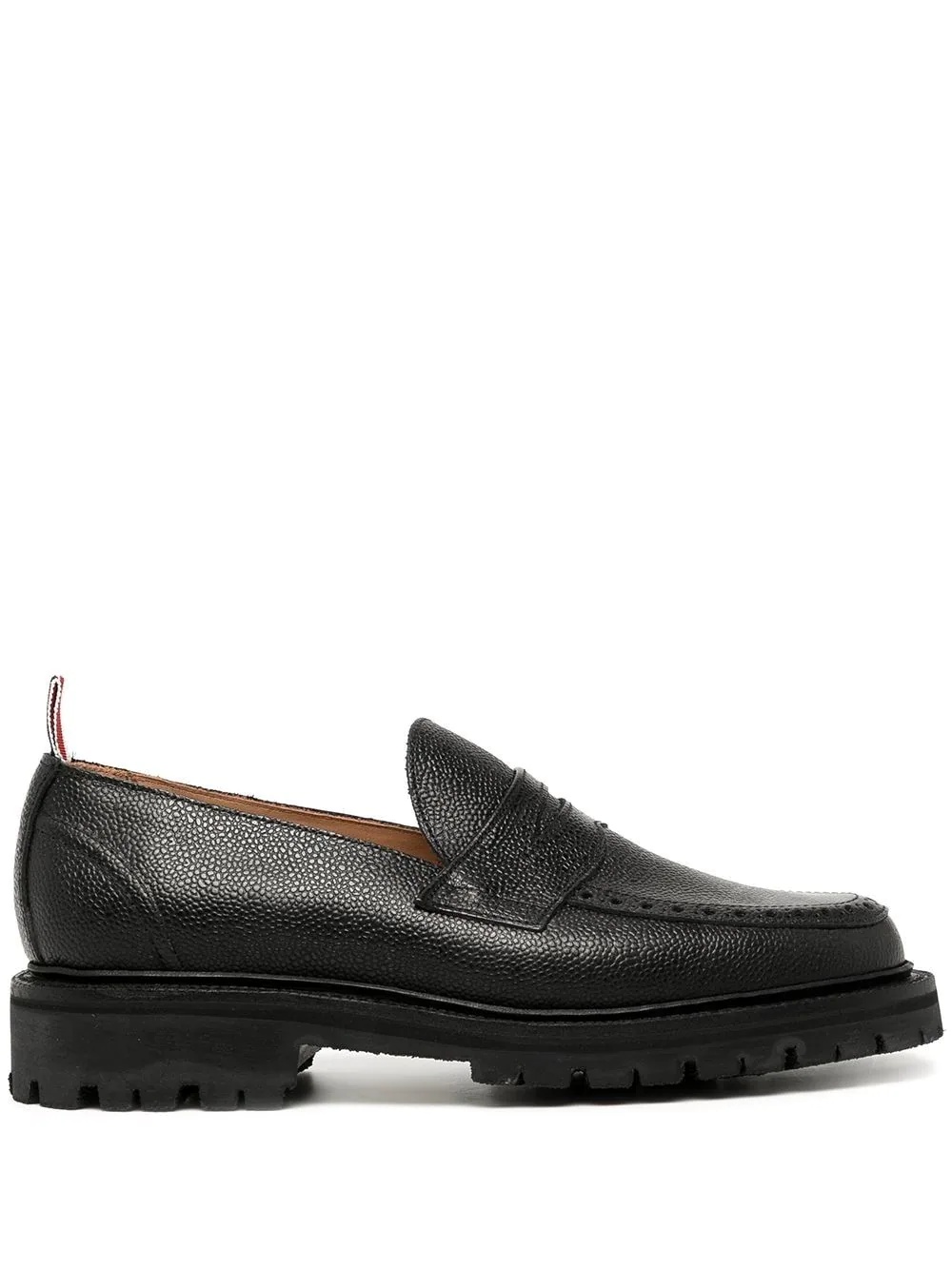 grosgrain-loop round-toe loafers - 1