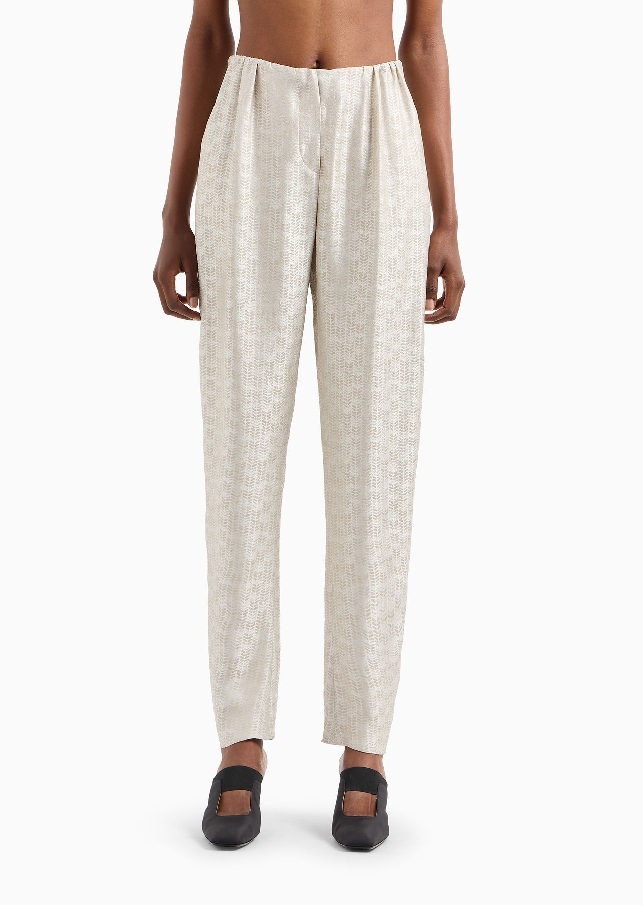 Oval-leg trousers in a chevron-motif viscose crêpe - 2