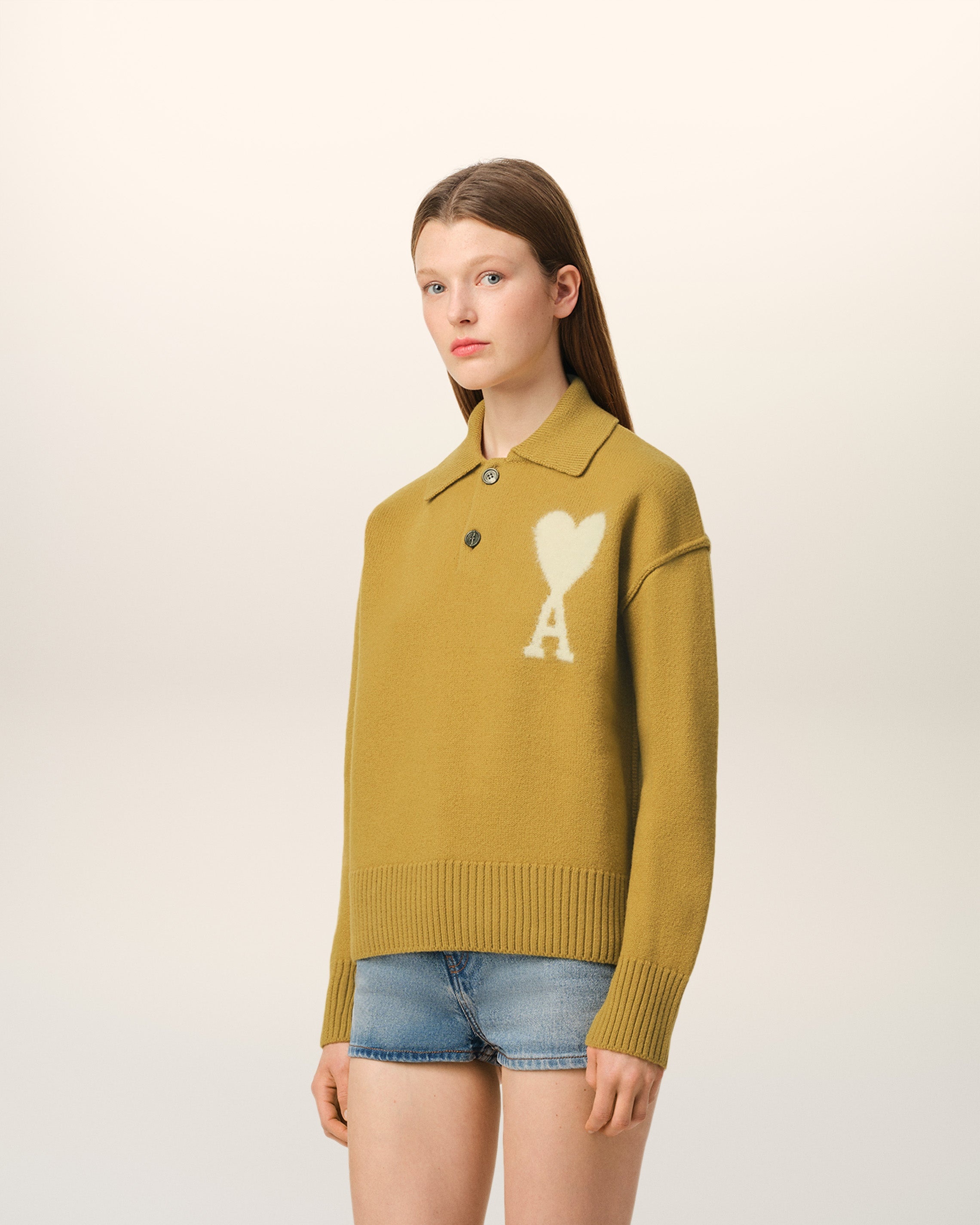 MUSTARD WOOL AMI DE COEUR POLO - 6