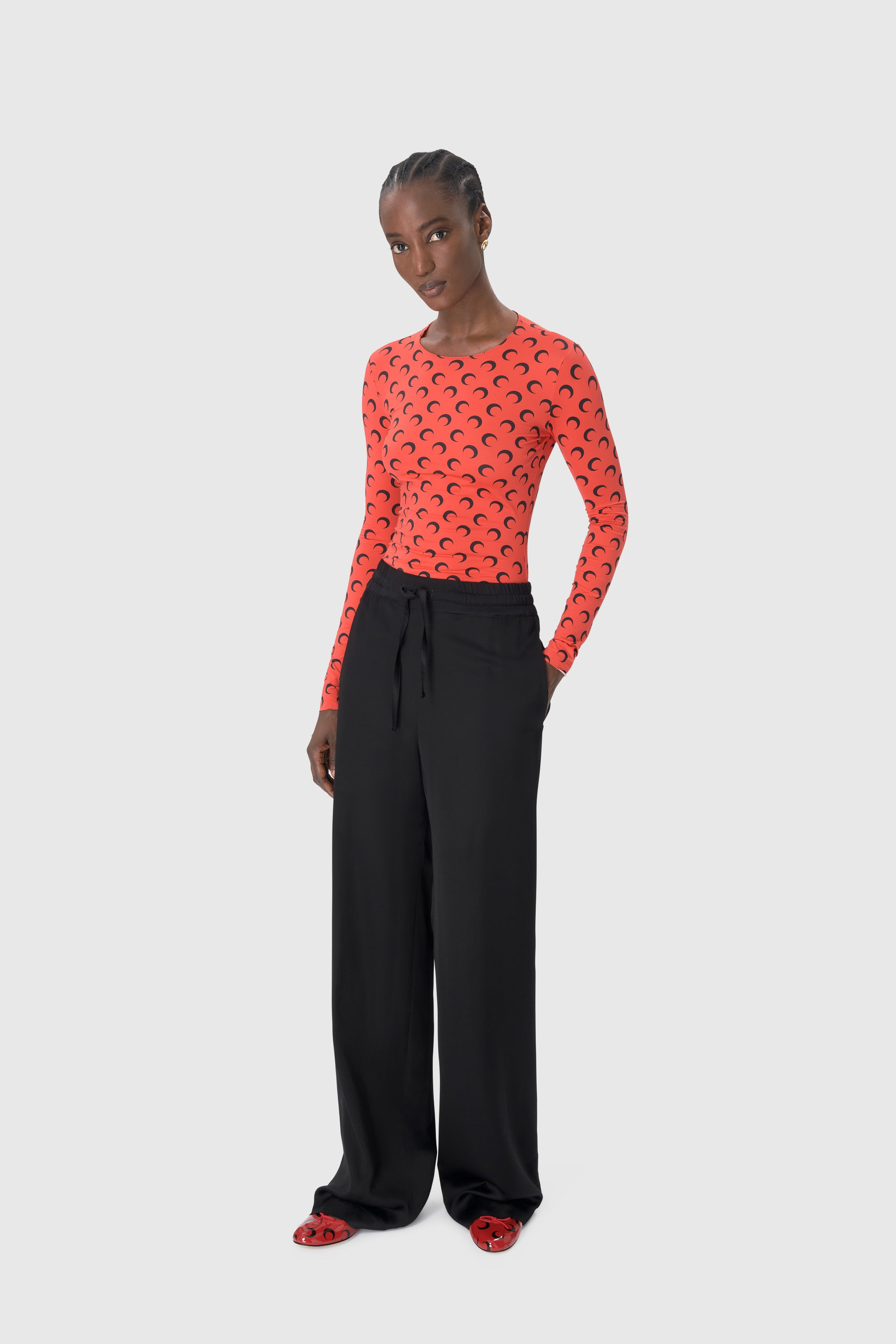 Moon Printed Jersey Second Skin Crewneck Top - 2