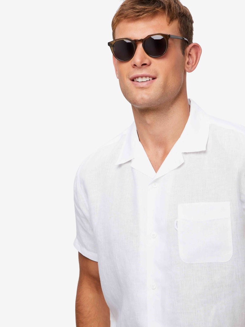Men's Short Sleeve Shirt Monaco Linen White - 2