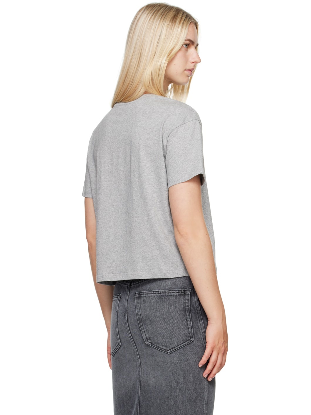 Gray Boxy Printed Micro Logo T-Shirt - 3