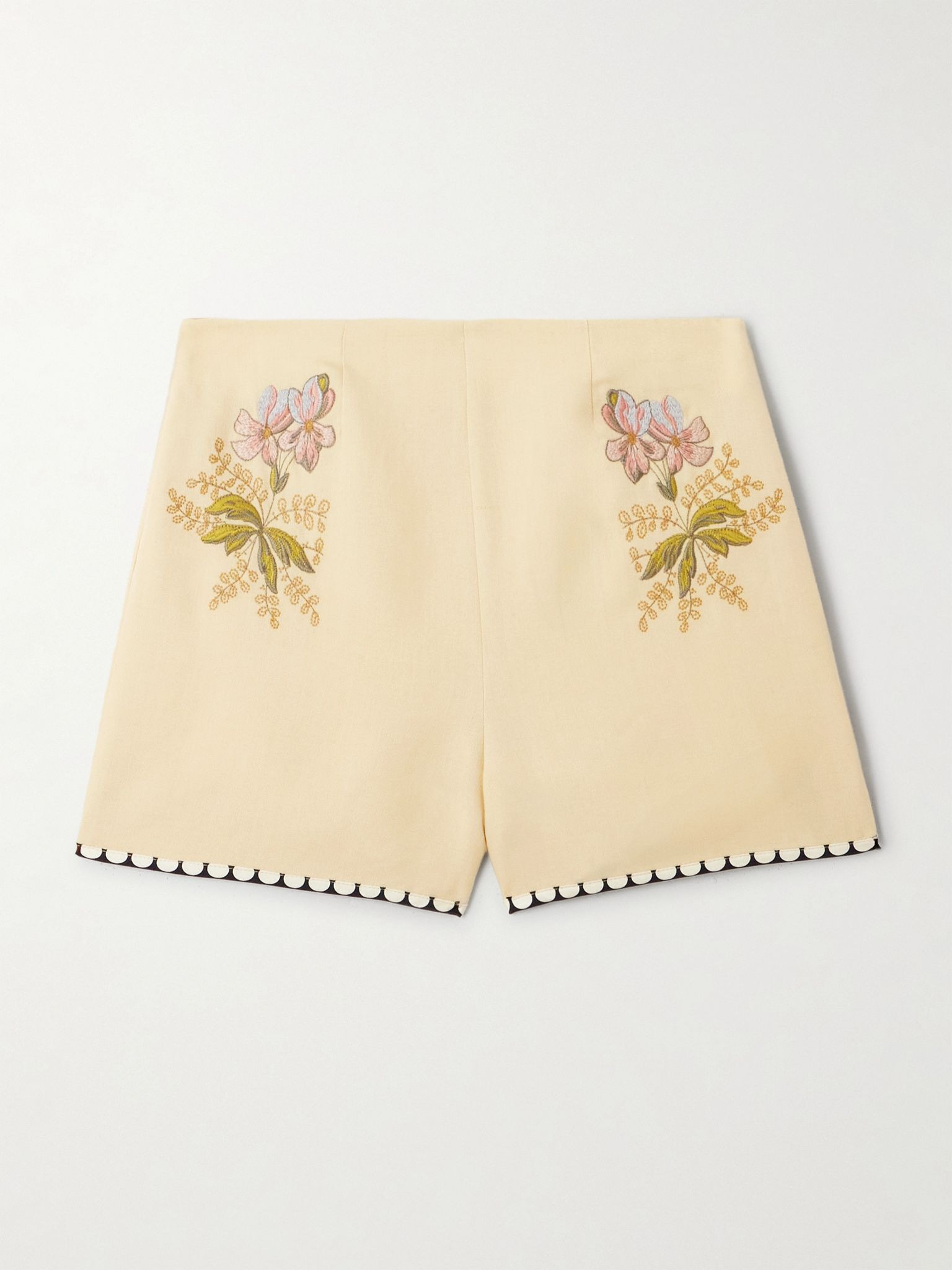 Embroidered canvas shorts Cream - 1