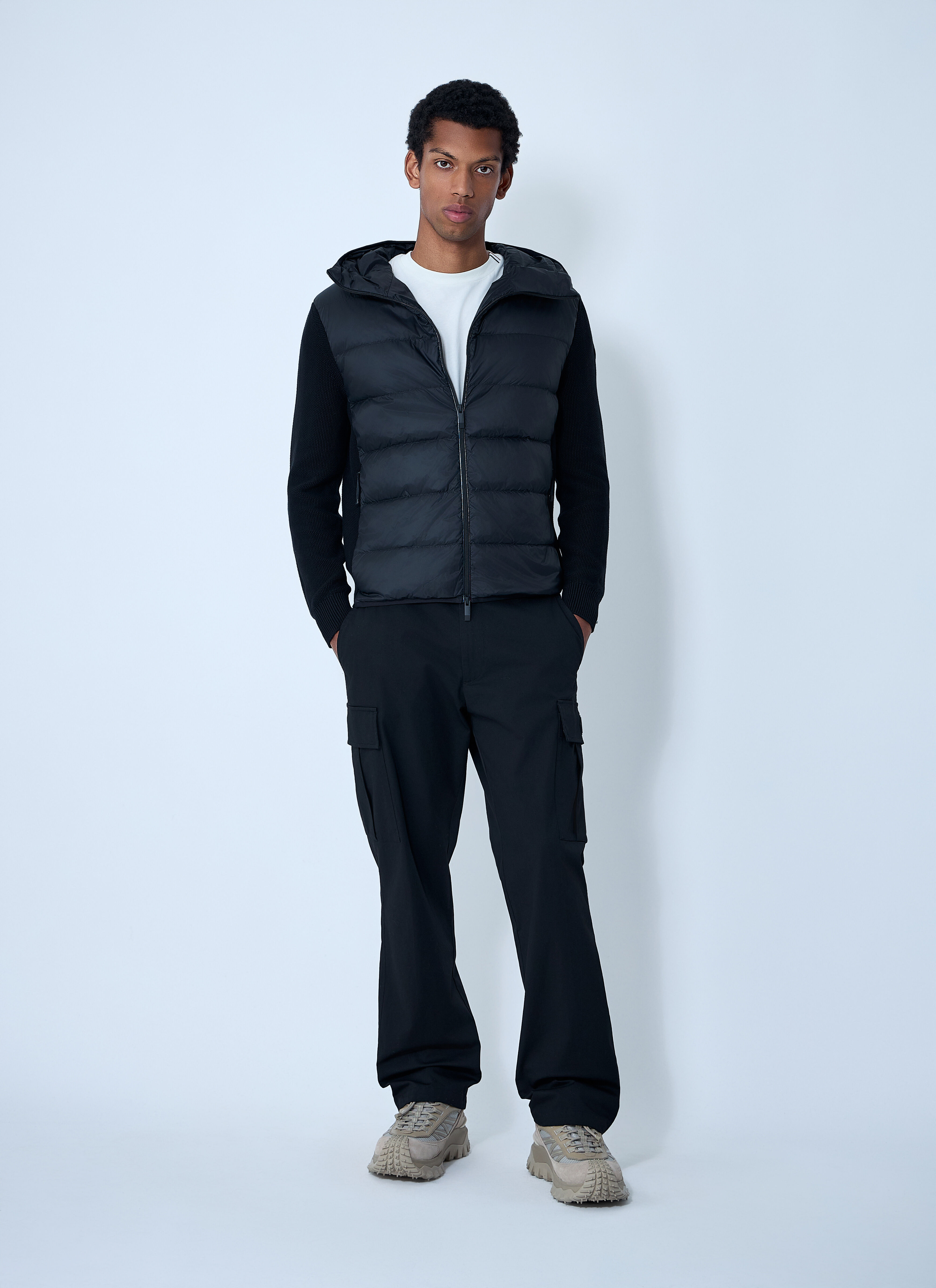 Quilted Knit Hooded Cardigan - 2