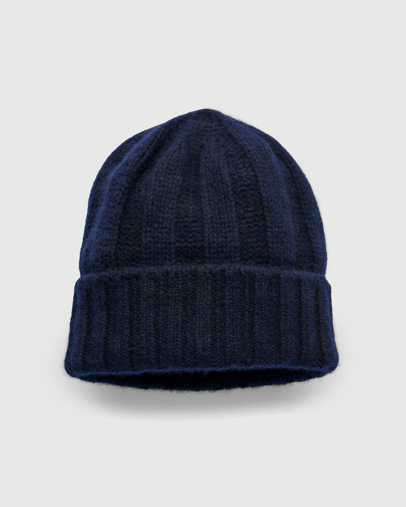 Cashmere Rib Watch Cap in Navy - 1