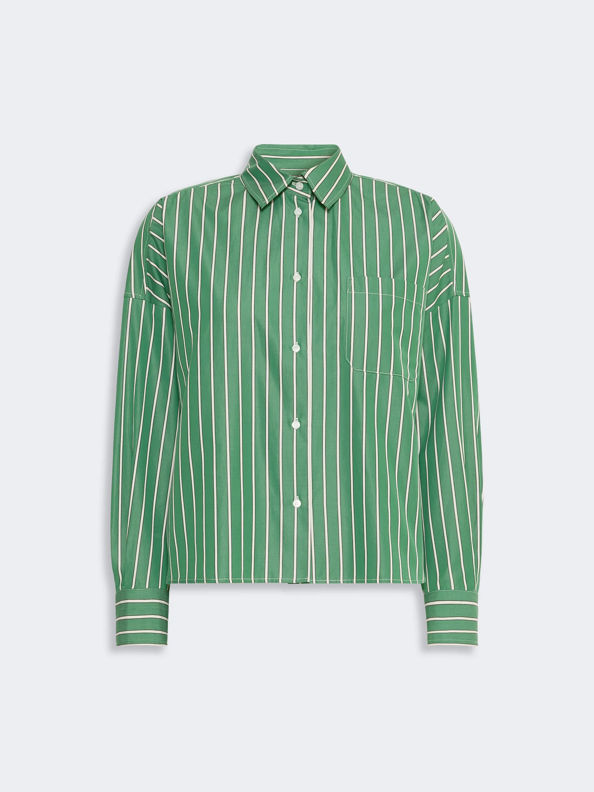 ONORE Striped poplin boxy shirt - GREEN - 1