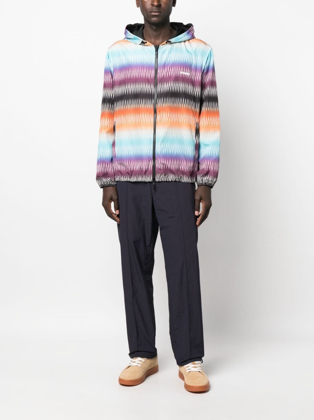 gradient zigzag-print hooded jacket - 2