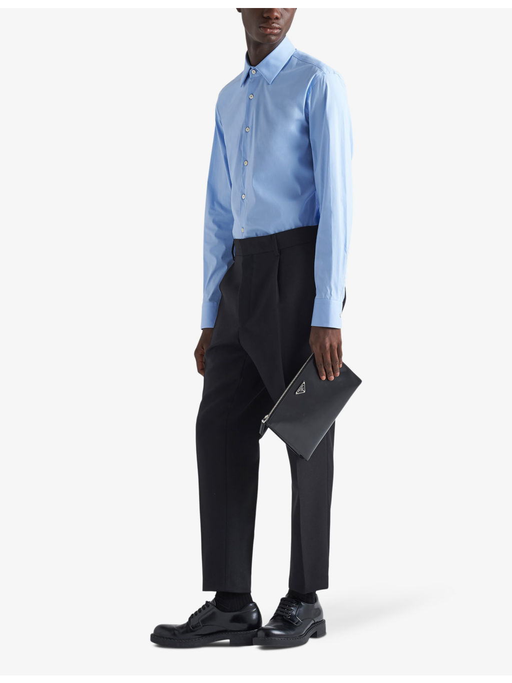 Pearl-embellished slim-fit cotton-blend shirt - 2