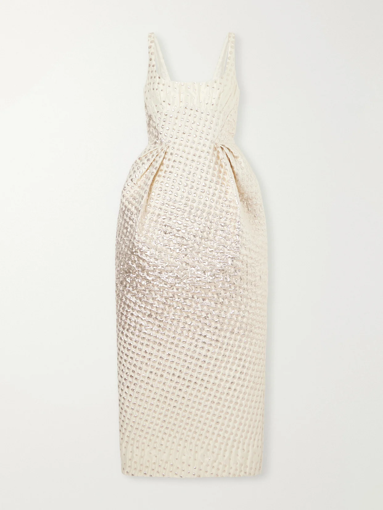 Embellished Metallic Woven Gown - 1
