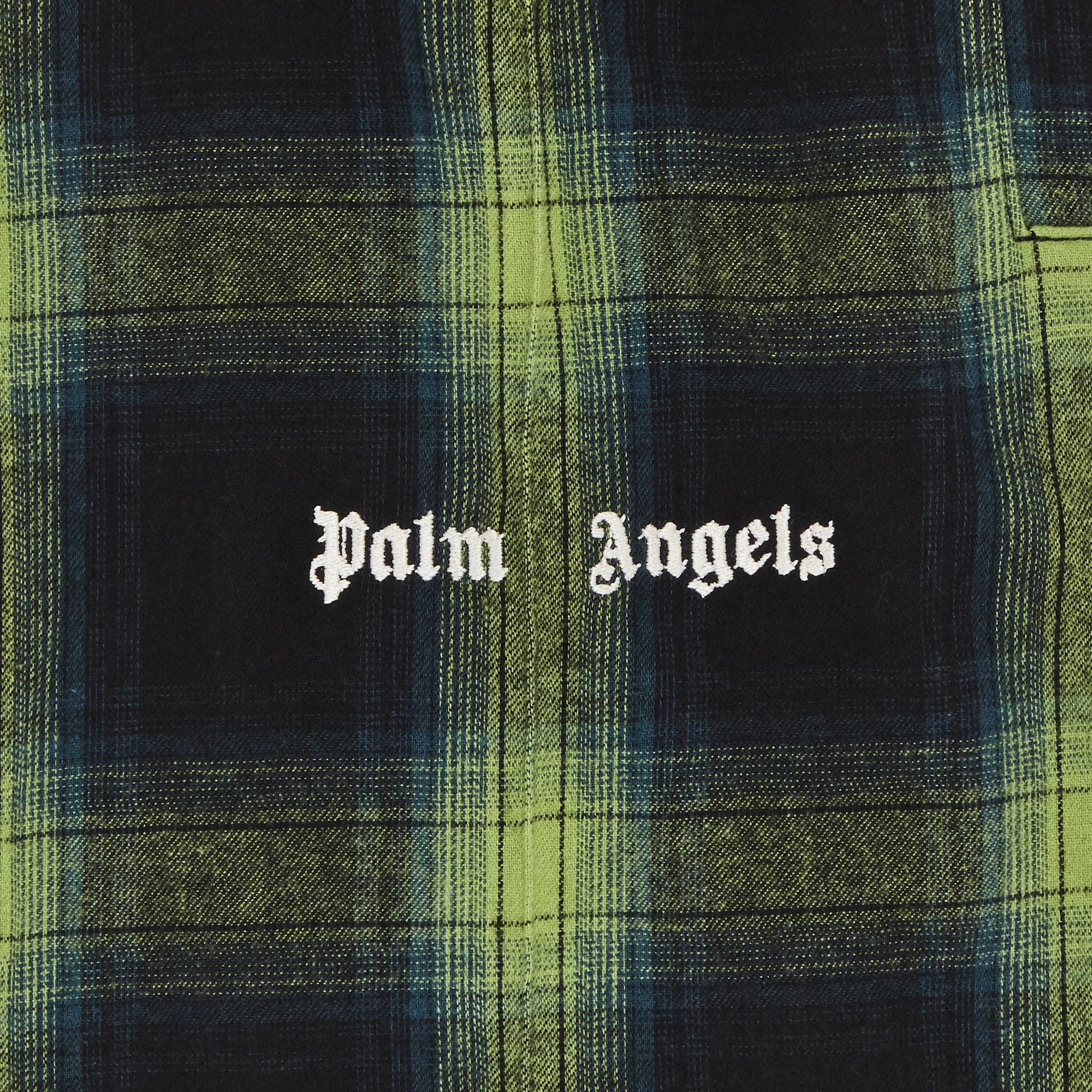 Palm Angels Classic Logo Check Loose Pants 'Green/Off White' - 3