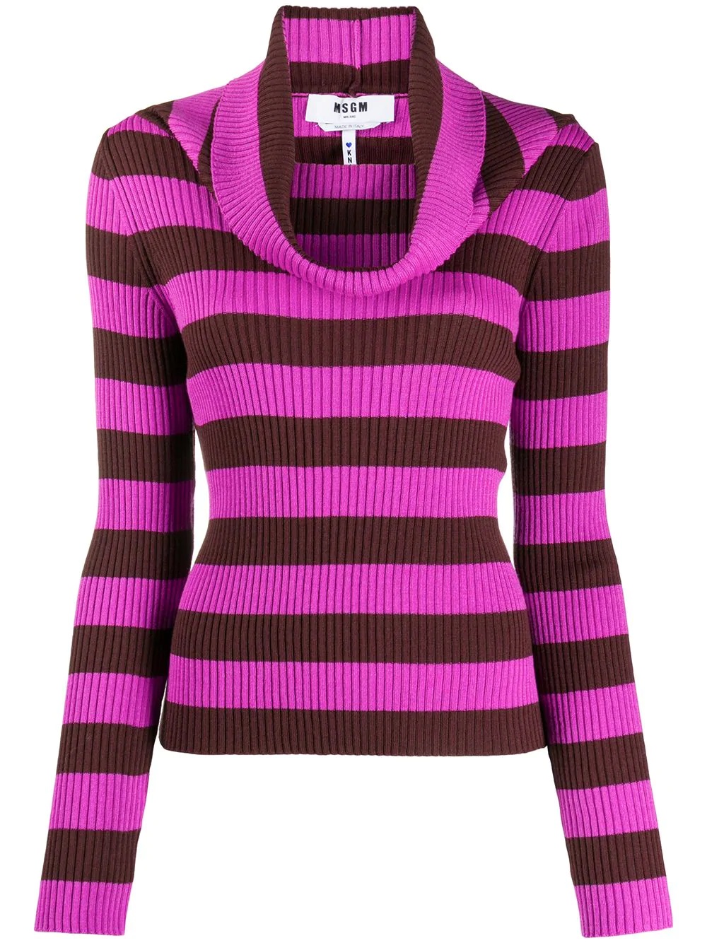 cowl-neck striped jumper - 1