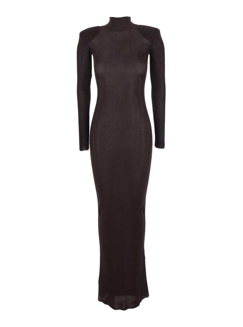 Self-Portrait Women Brown Viscose Knit Maxi Dress - 1