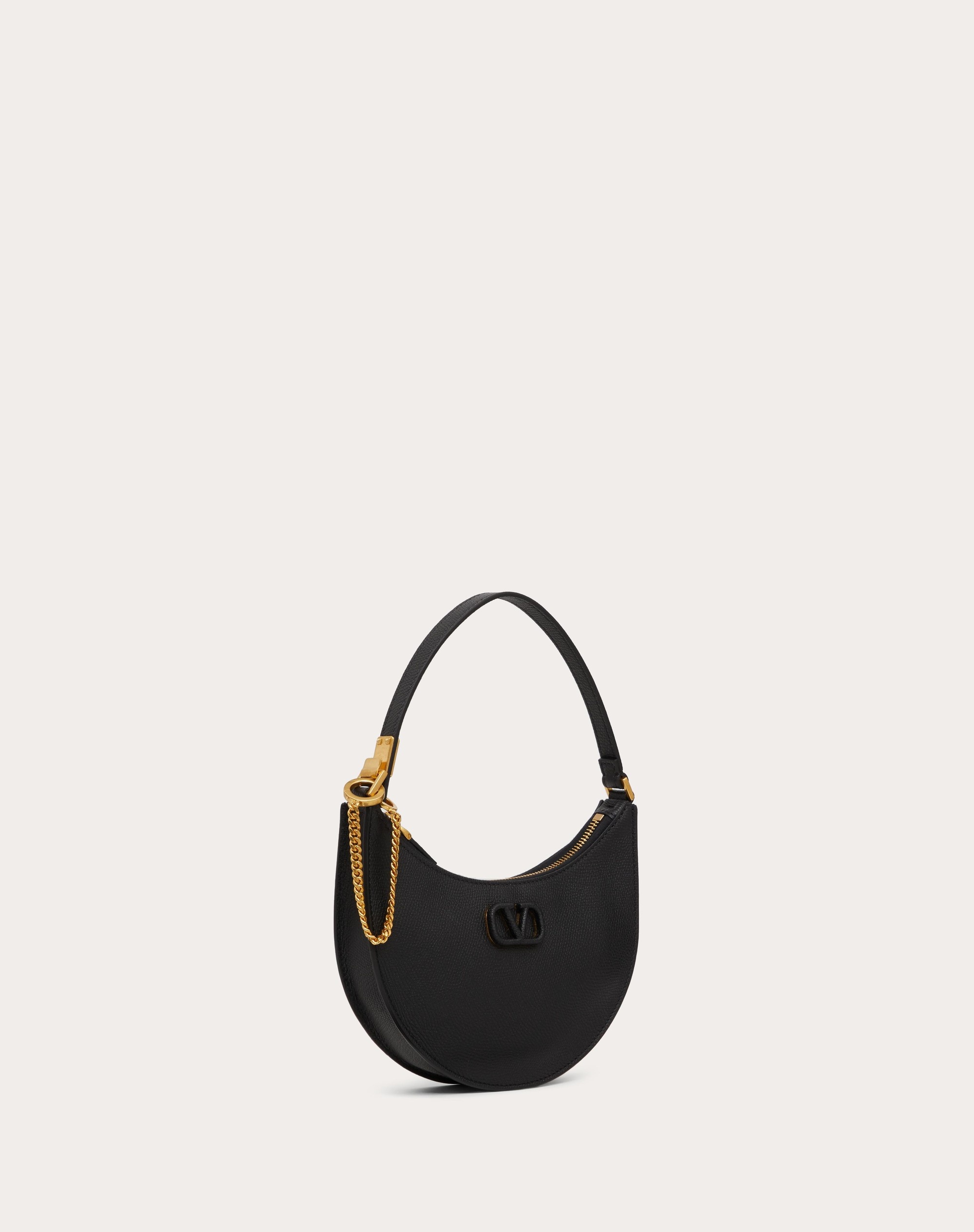 MINI VLOGO SIGNATURE GRAINY CALFSKIN HOBO BAG - 4