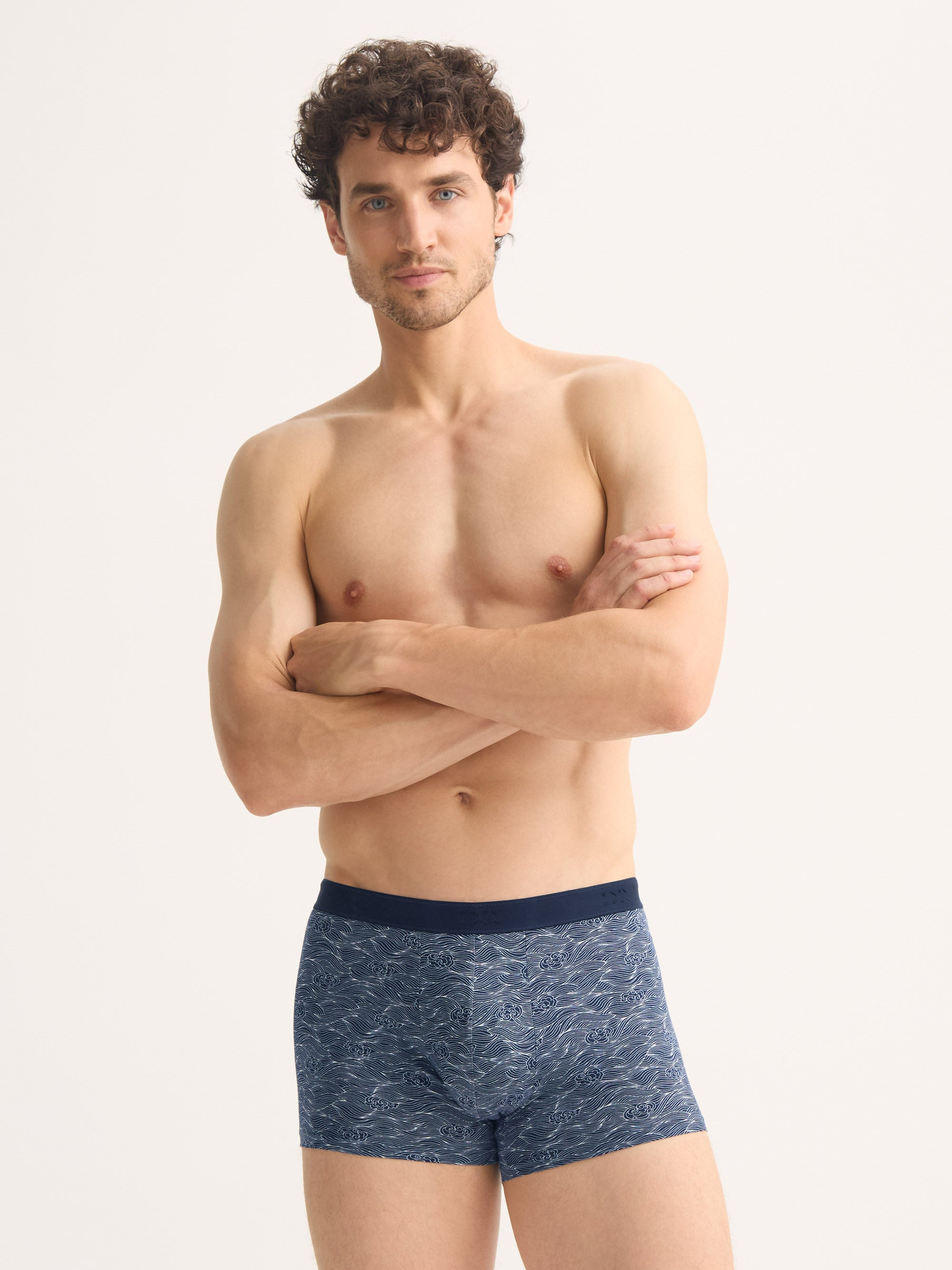 Men's Boxer Briefs Cotton Navy Blue Night Sky Print - 4