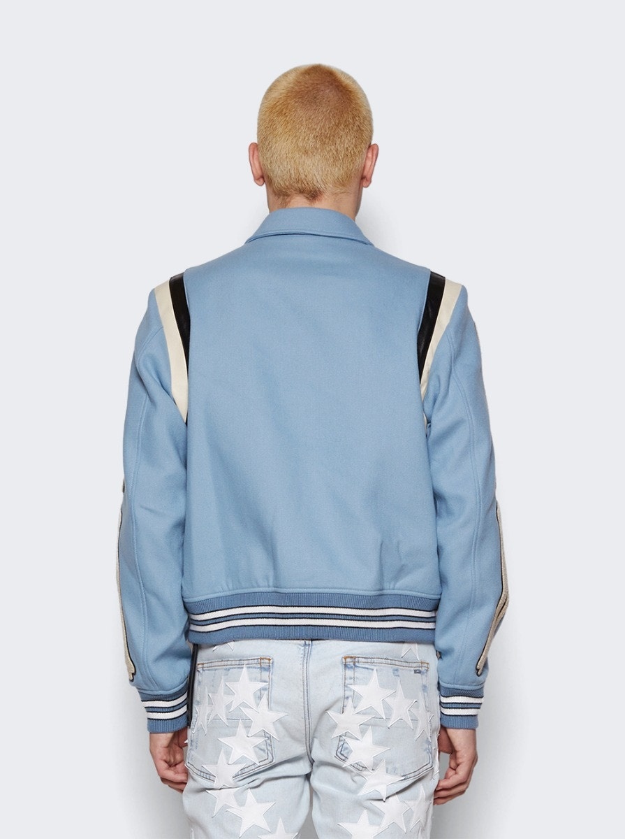 Varsity Bones Bomber Jacket Slate Blue - 5