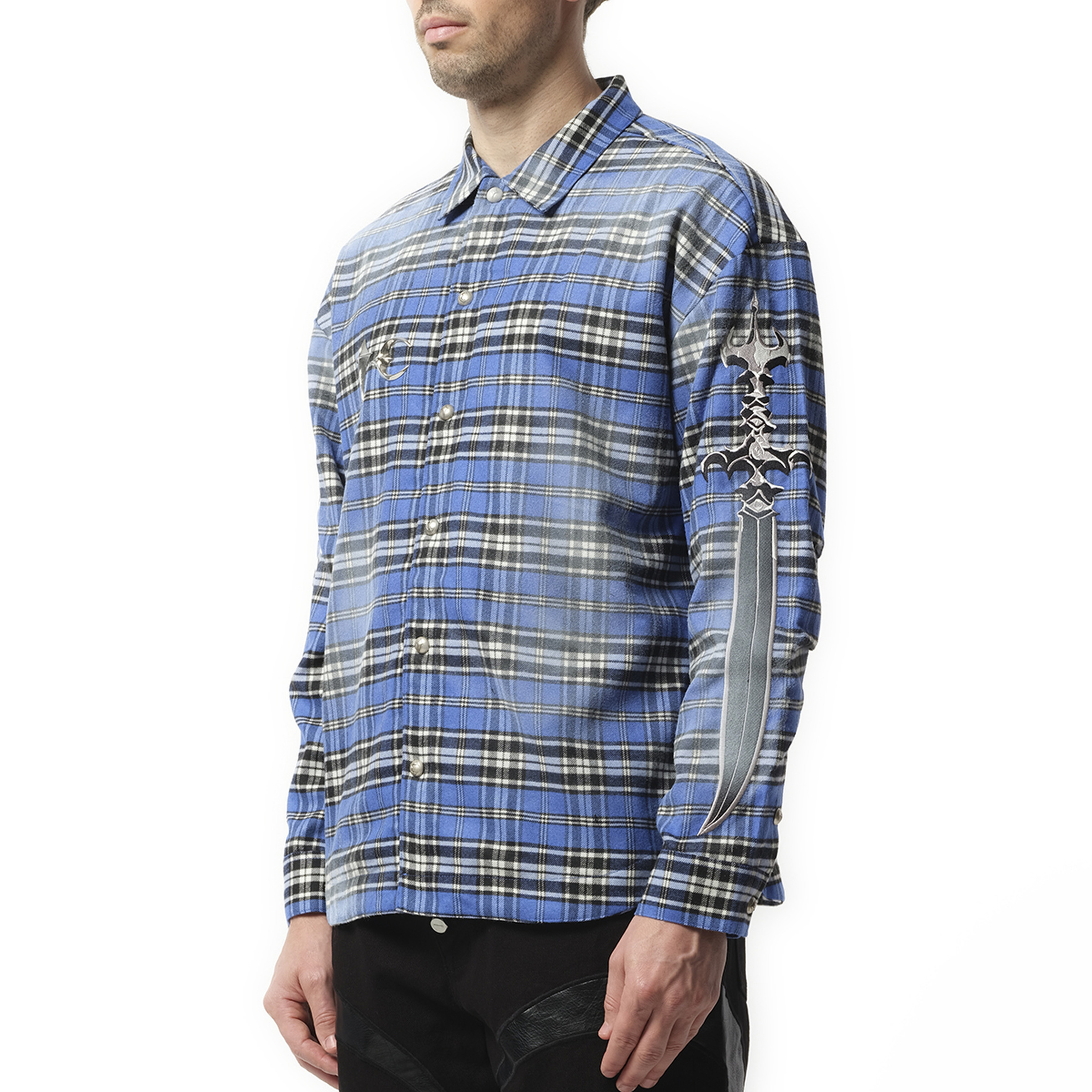 Arab Sword Flannel Shirt in Blue - 5