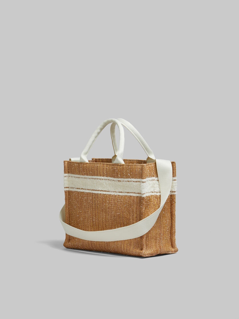 ECRU RAFFIA-EFFECT SMALL TOTE BAG WITH TUFTED LOGO - 3