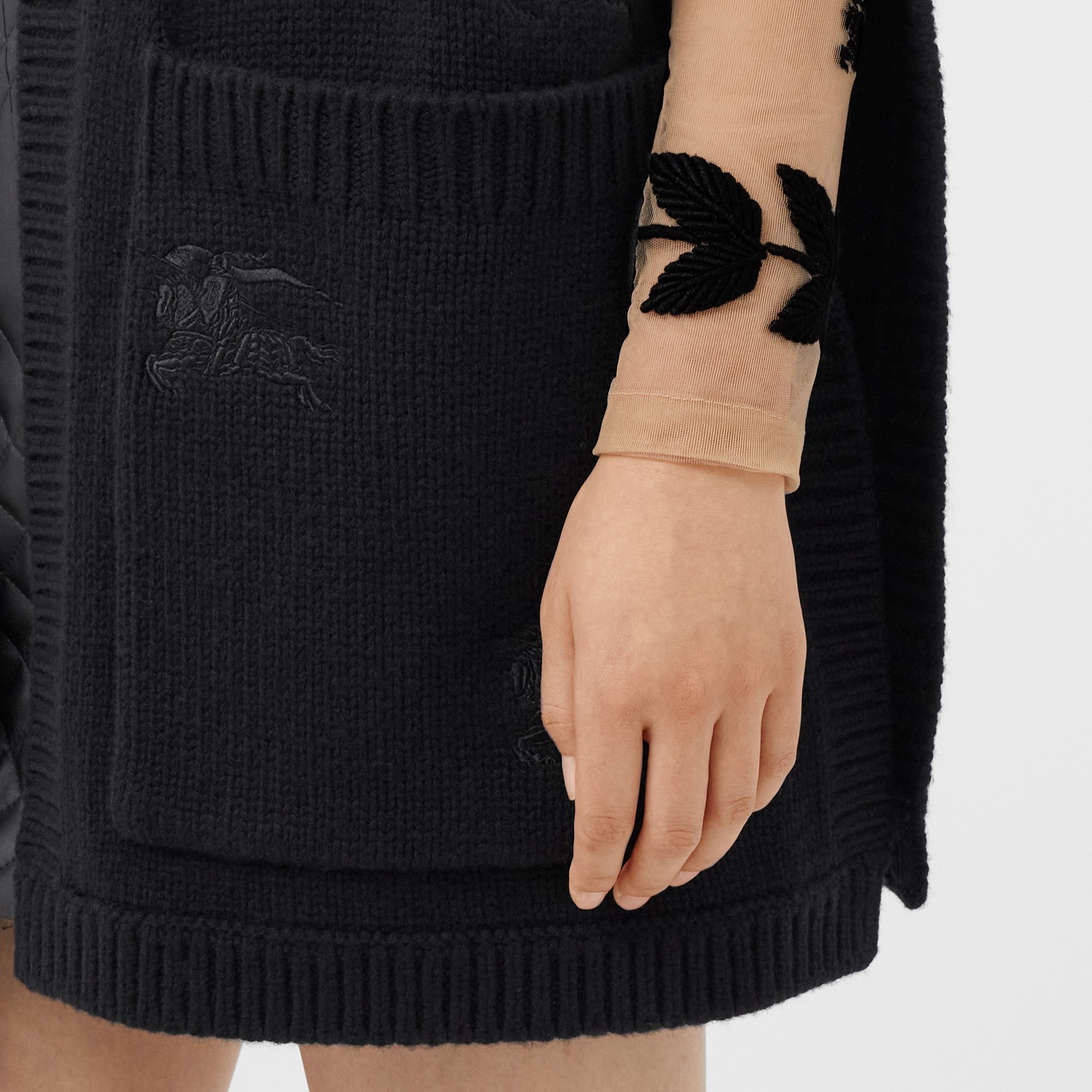 Embroidered EKD Wool Cashmere Hooded Cape 5