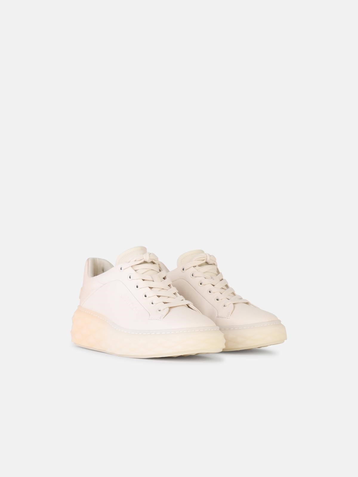 'DIAMOND' WHITE LEATHER BLEND SNEAKERS - 2