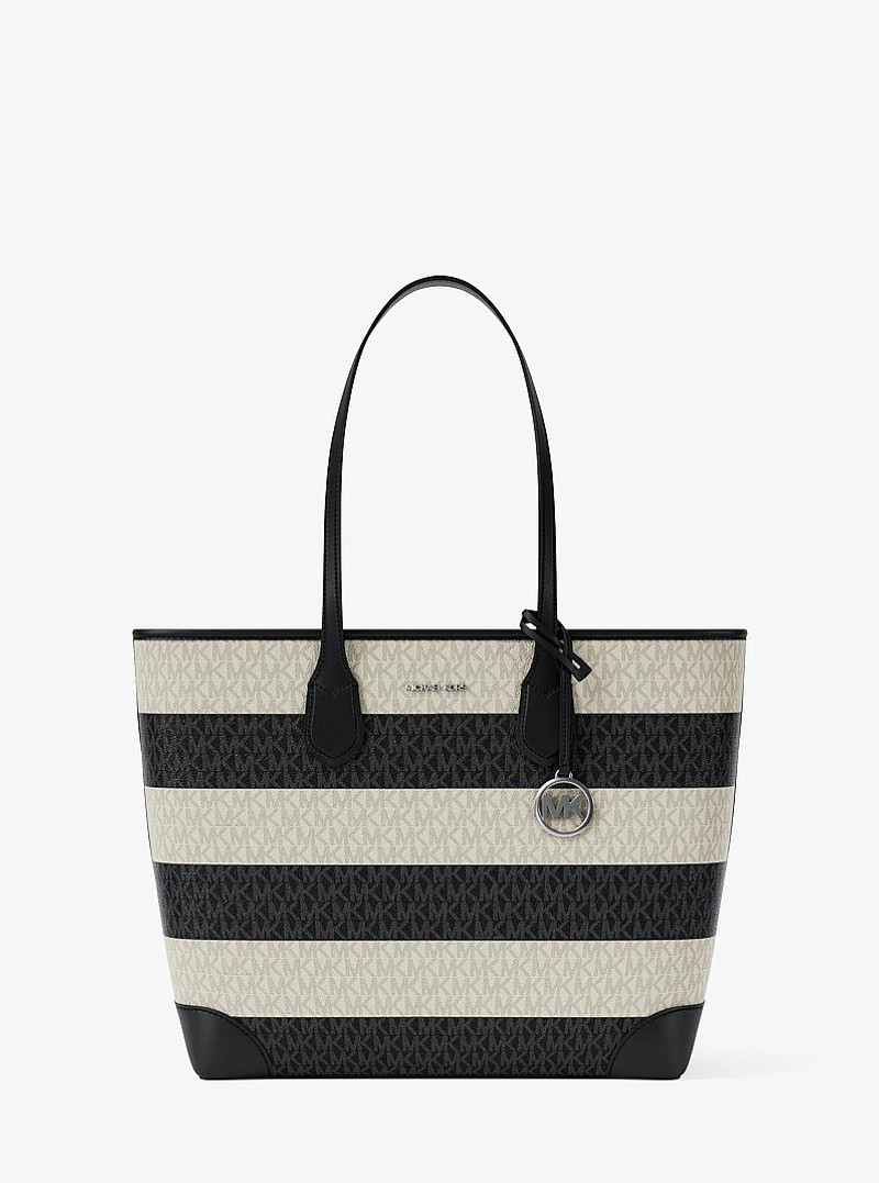 Eva Large Striped Signature Logo Tote Bag 1