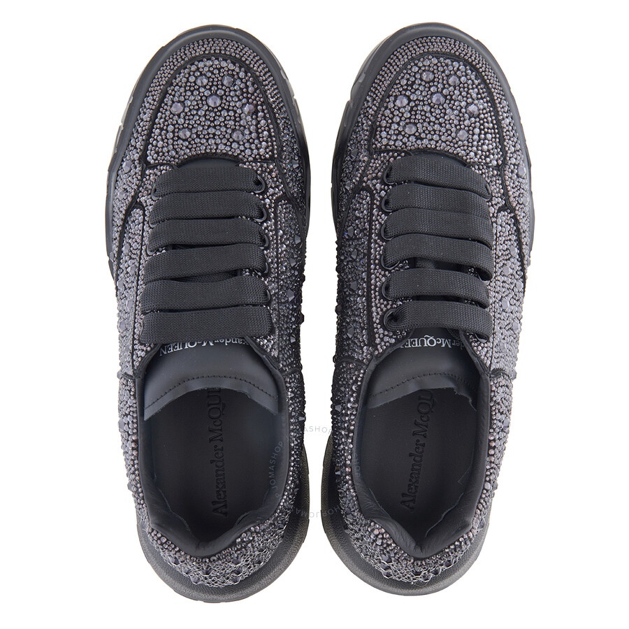 Alexander McQueen Men's Black Rhinestone Embellished Low Top Court Sneakers - 3