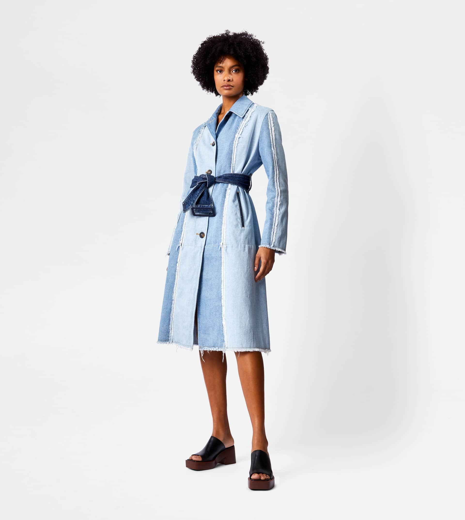 TRENCH COAT IN DENIM - BLUE, LIGHT BLUE - 2